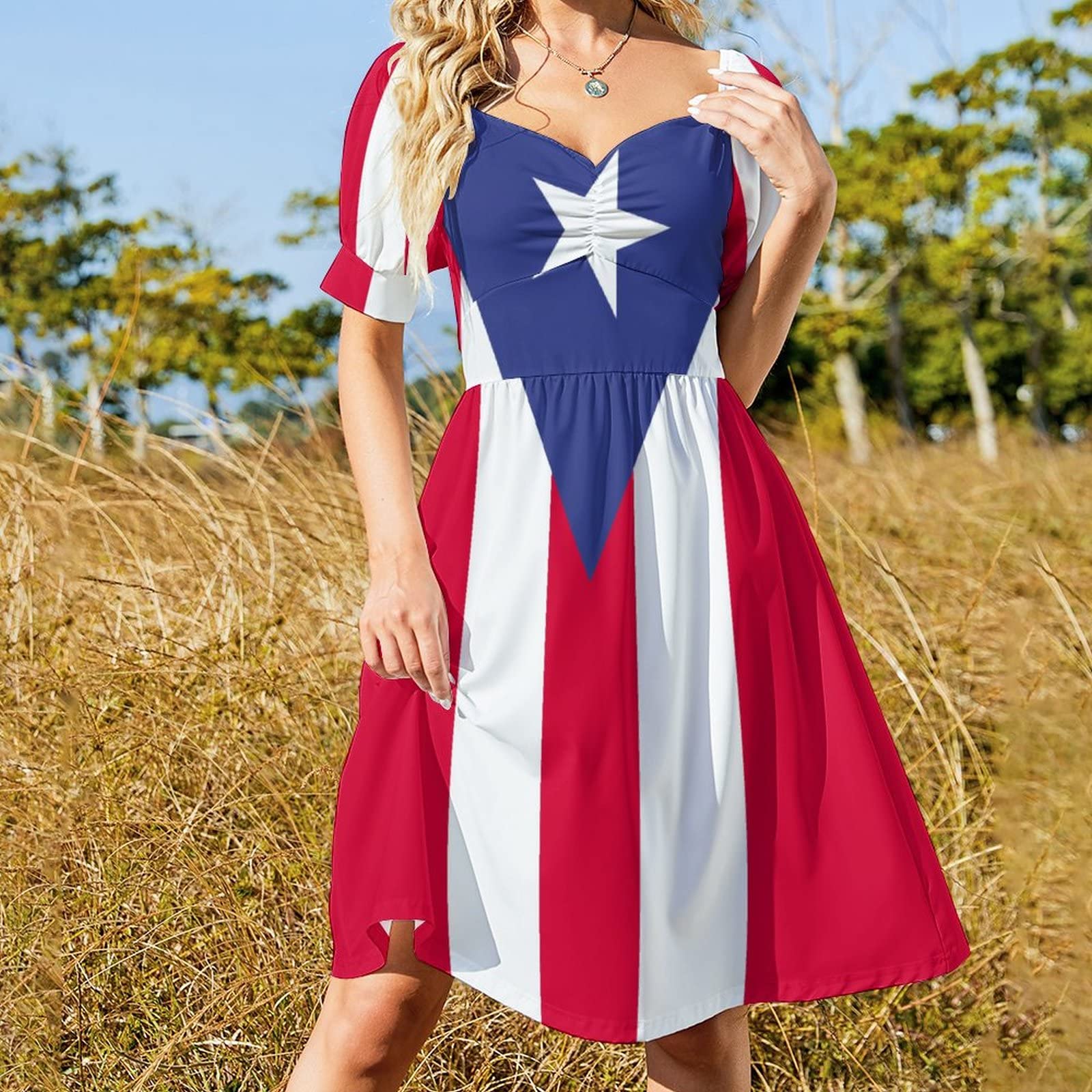 puerto rican dresses Skirts for Womens Summer Fall Dress Top Rico Flag Casual V Neck Long Dress for Fashion Womens Dress 3XL at Amazon Women's Clothing store Size:22-REG Ralph Lauren Christmas' Trend It is designed with Standard Back