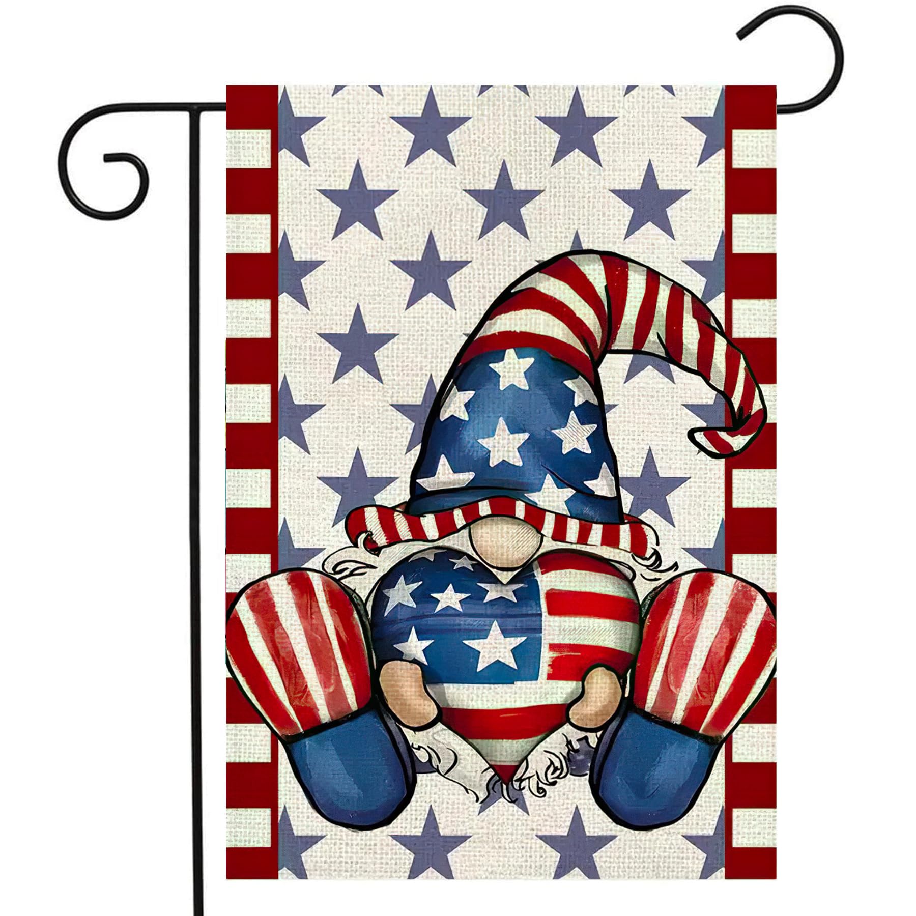 RAORAOYUE 4th of July Gnome Summer Garden Flag, 12x18 Independence Day Yard Flags, Memorial Day Decor for Summer Farmhouse Holiday Outside Outdoor