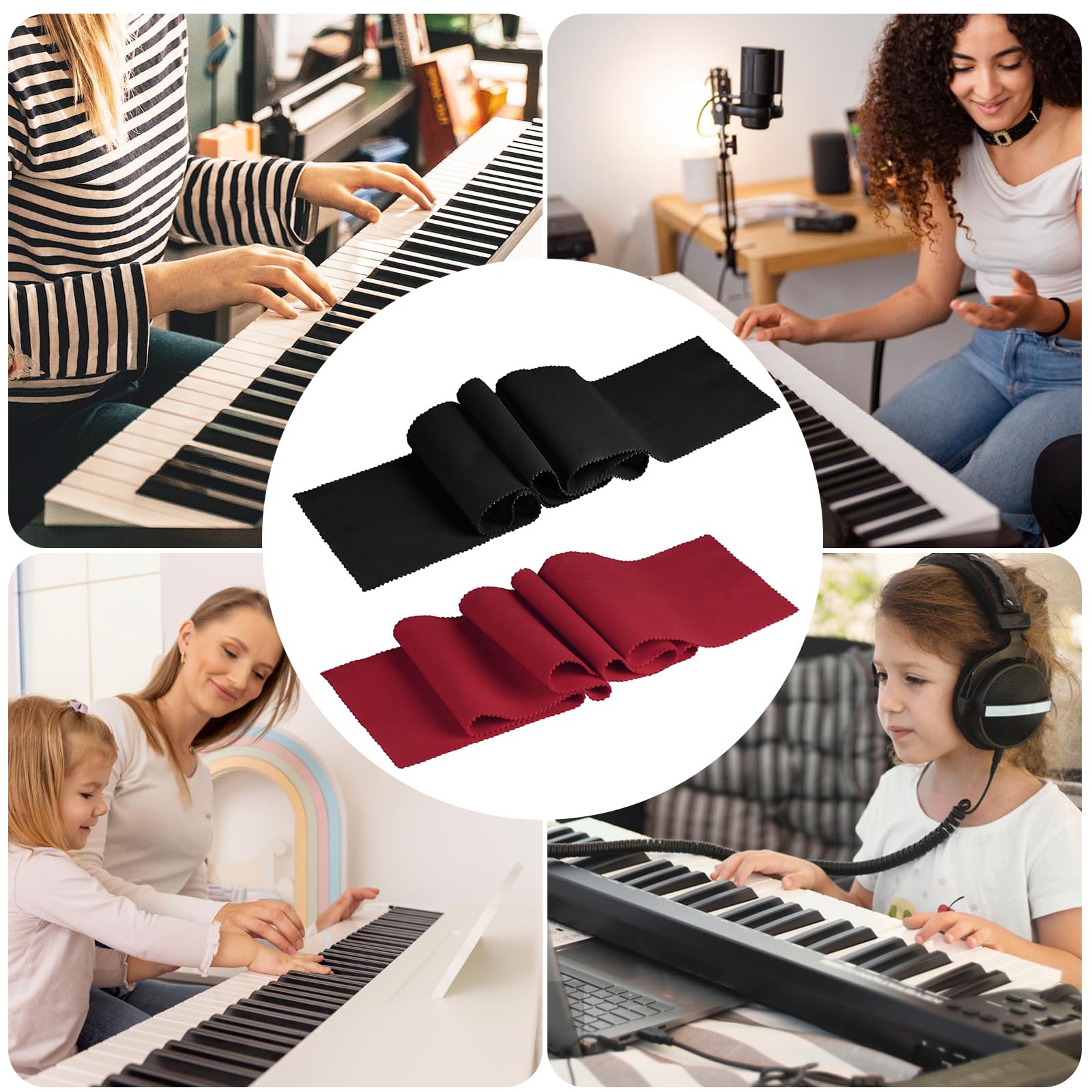 Paño para Cubrir Teclado de Piano, 2 PCS Funda para Teclado y Piano de 88 Teclas 125 x 15 cm Paño Antipolvo para Teclado para Teclados Electrónicos y Pianos Digitales