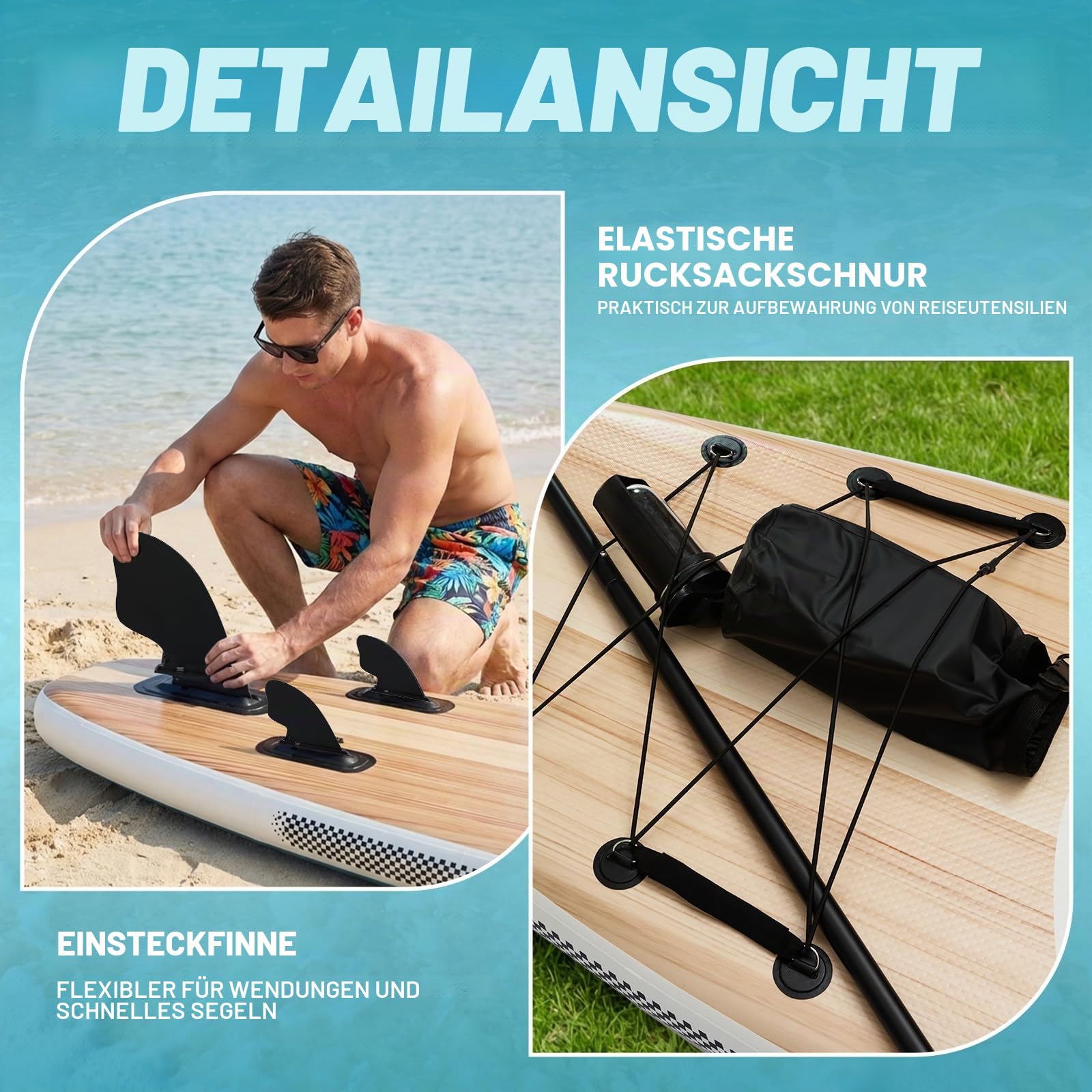 366cm x 90cm Aufblasbares Stand Up Paddling Board mit Kajaksitz, 250kg Sup Paddle Board for Adults with Pump, Fins, Backpack, Accessories & Waterproof Phone Pouch for Fishing, Yoga, Touring