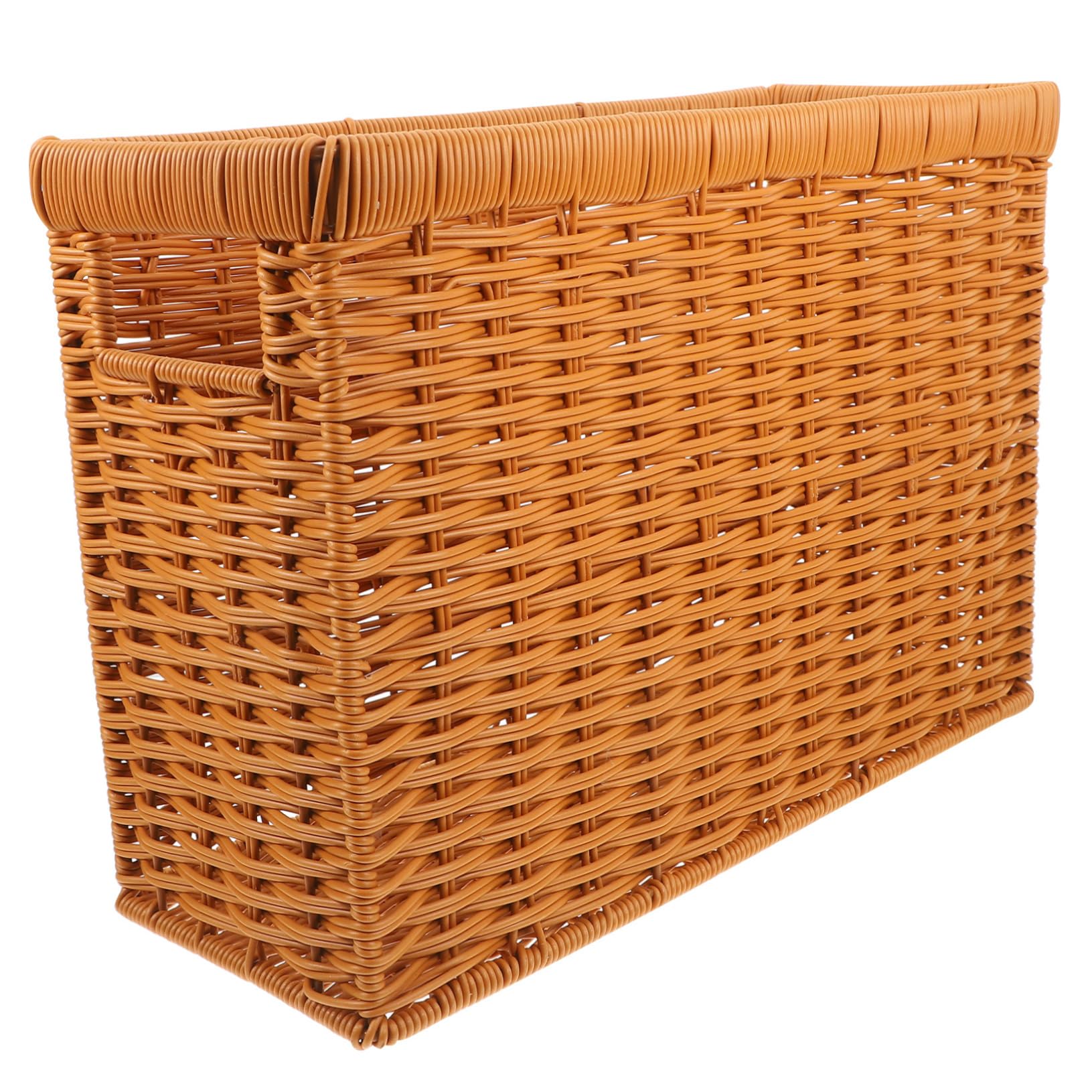 Hemobllo Small Wicker Book Storage Basket Imitation Rattan Magazines Organizer Home Desk Storage Basket for Magazines Snacks