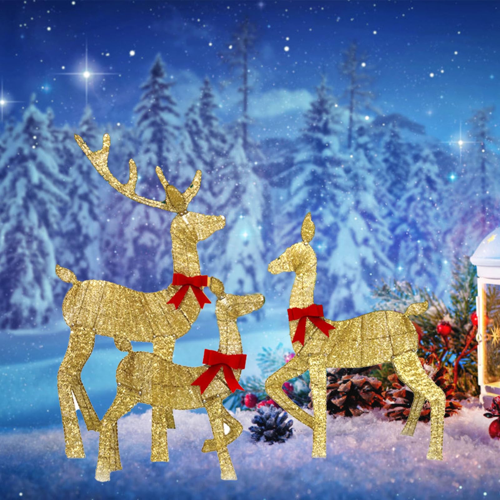 Amazon.co.jp: ライトアップクリスマストナカイ3個、ライトアップ