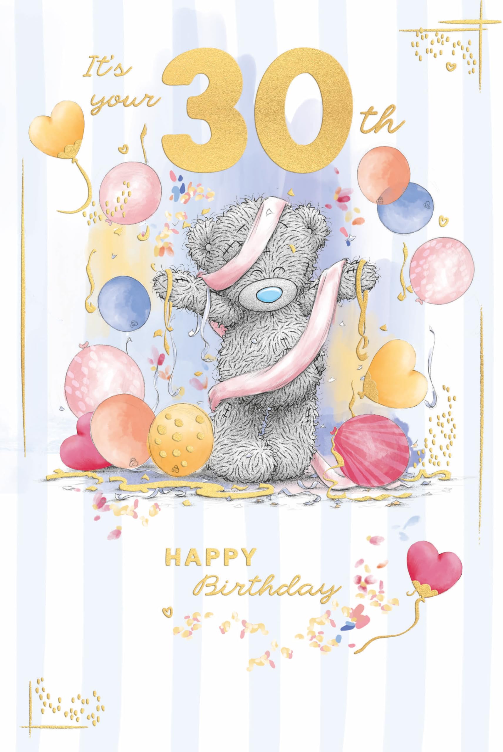 Me To You Tatty Teddy It's Your 30th Luxury Gold Embellished Birthday Card, 6 X 9 Inches - Official Collection