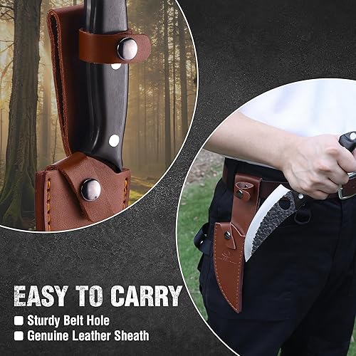 Miniatura 8 de Mossy Oak Cuchillo de chef, cuchillo de cocina para deshuesar, cortar y cortar, cuchillo forjado a mano con mango de espiga completa con funda de