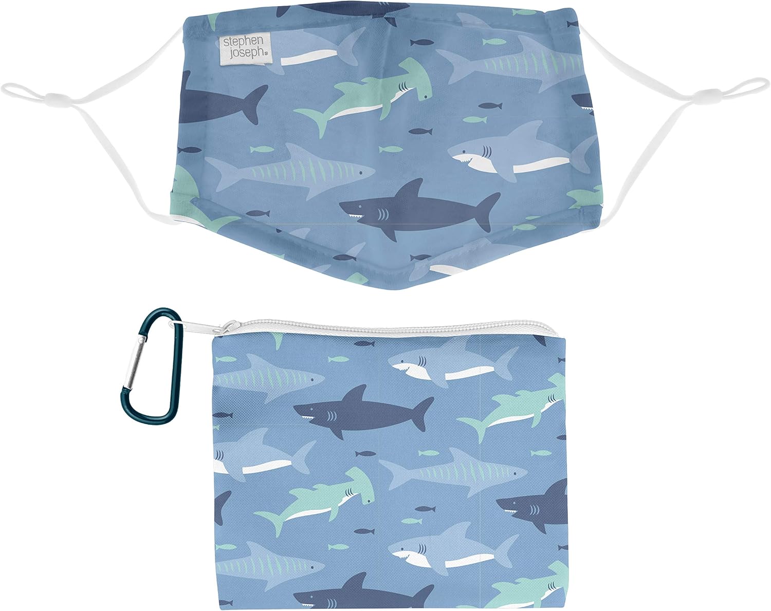 Stephen Joseph Adjustable Mask with Zippered Pouch - SHARK, 6.5” x 4.25” : Clothing, Shoes & Jewelry