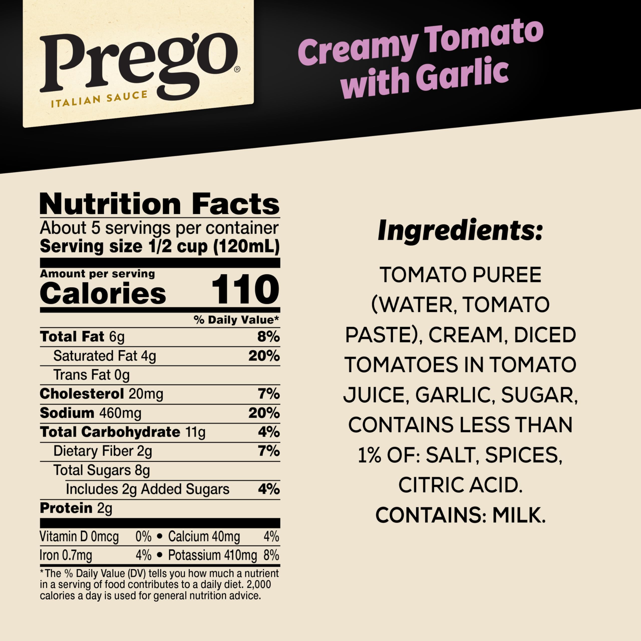 Prego Creamy Tomato Pasta Sauce With Garlic, 23.75 oz Jar