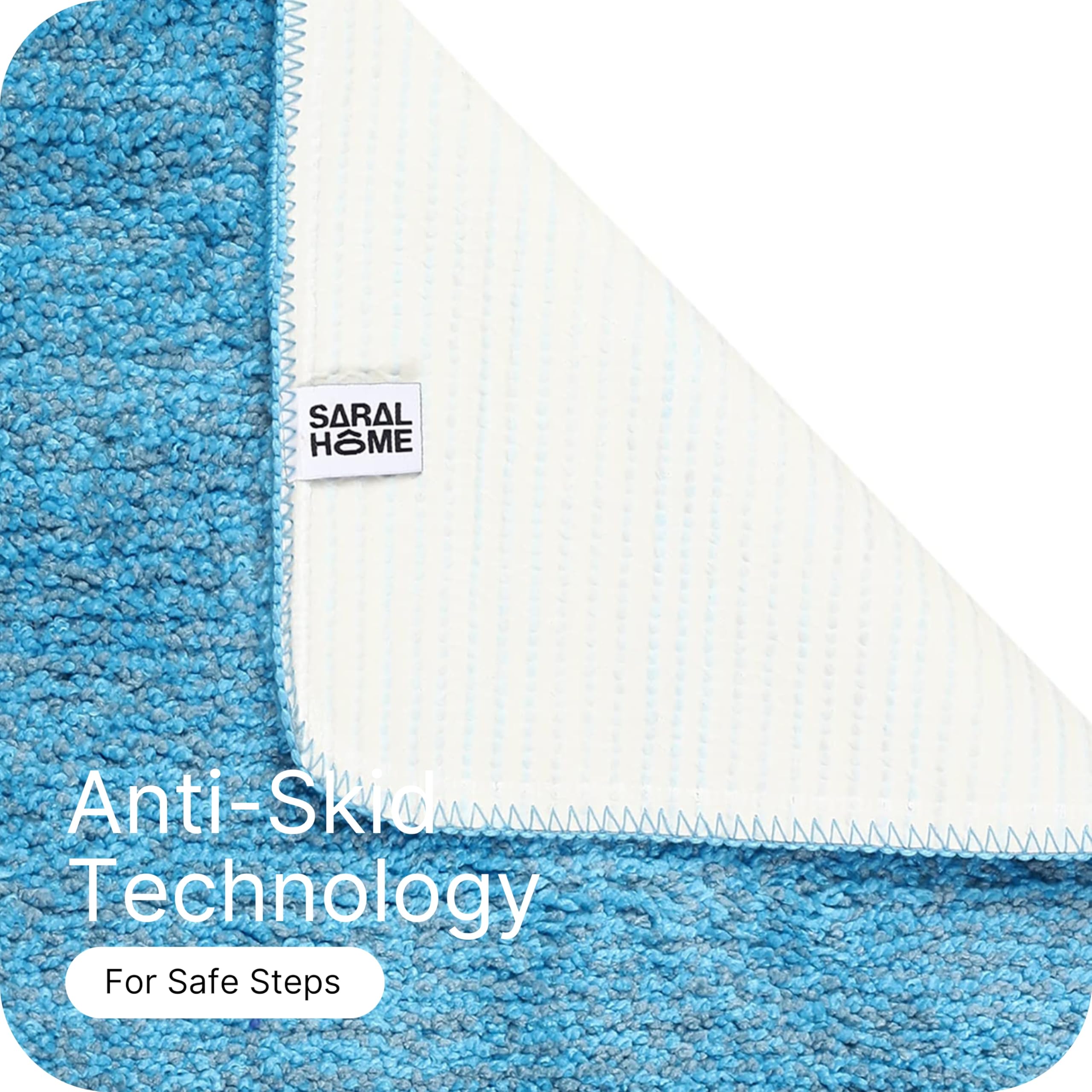 Saral Home Striped Soft Microfiber Durable & Washable Multipurpose Bedside Runner for Home/Kitchen/Living Area/Lobby/Office Entrance with Anti Skid Backing (Blue, 50 Cm X 180 Cm) 3