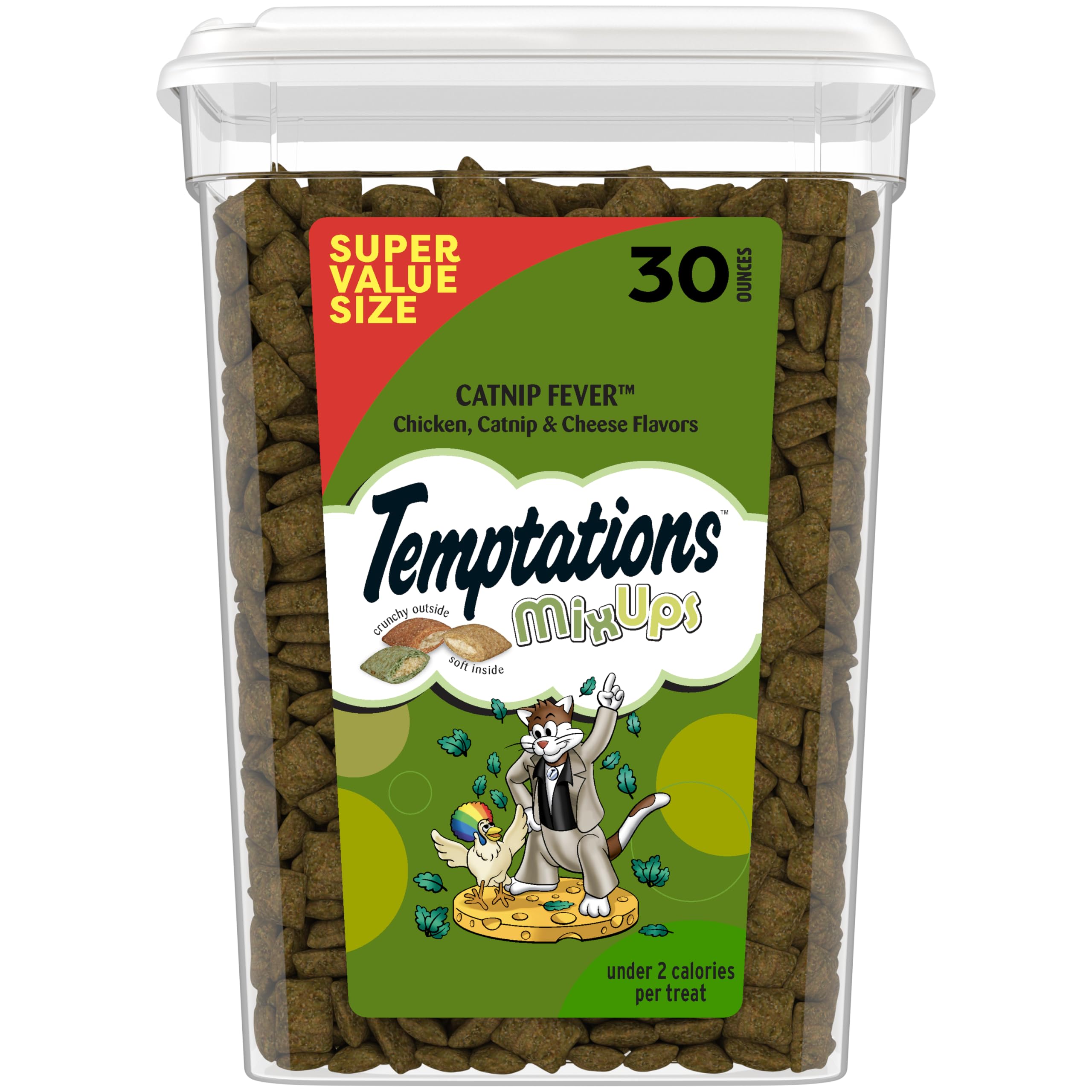 Cat Treats, Classic Crunchy and Soft Cat Treats, Catnip Fever Flavor, Catnip Treats, 30 oz. Tub