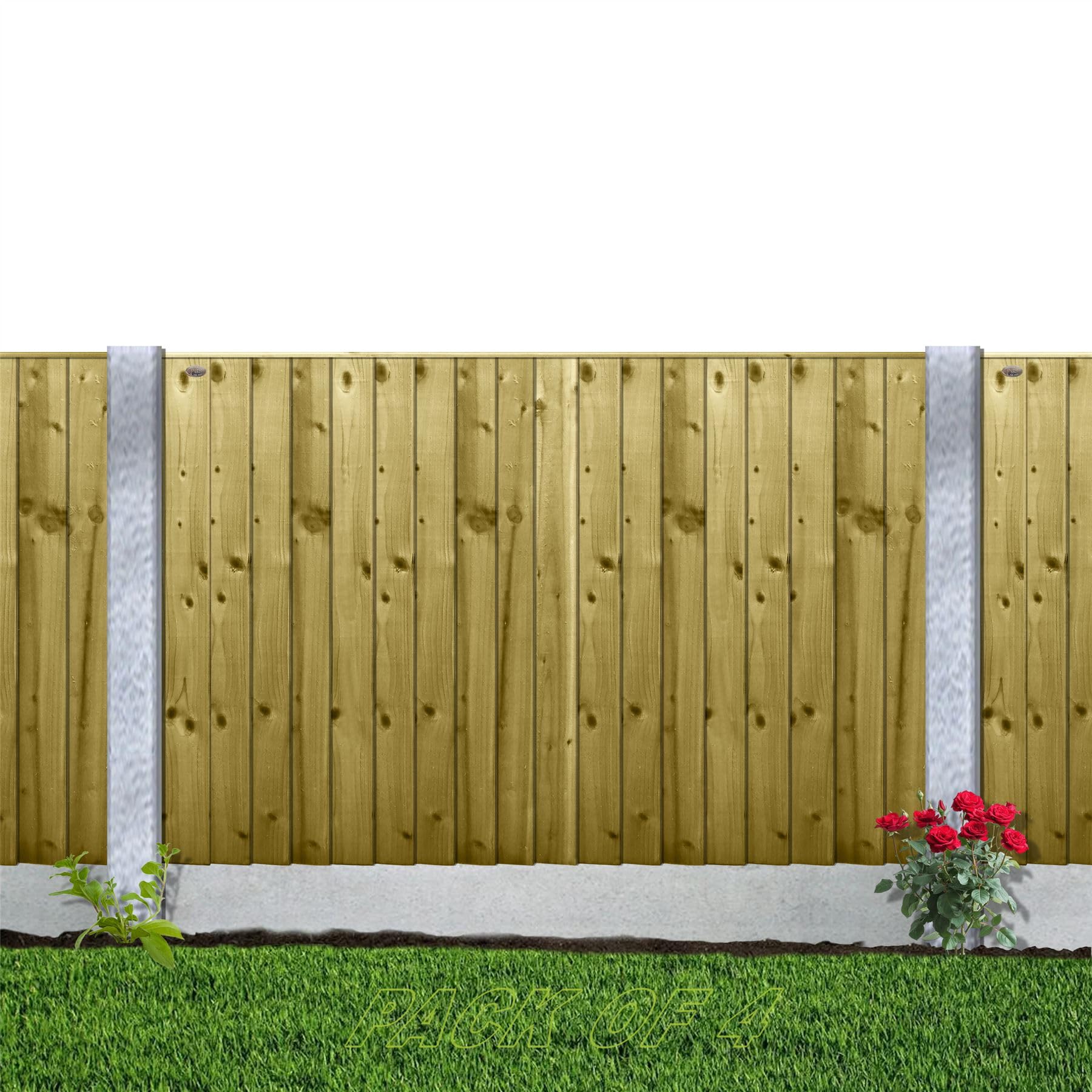 Flat Top Feather Edge Fence Panel, 6ft x 4ft (4 Pack) Semi-Braced Wooden Topper Extension | Heavy Duty Treated Closeboard Fencing, Ideal for Any Garden Perimeter (Wide: 182cm x High: 120cm)