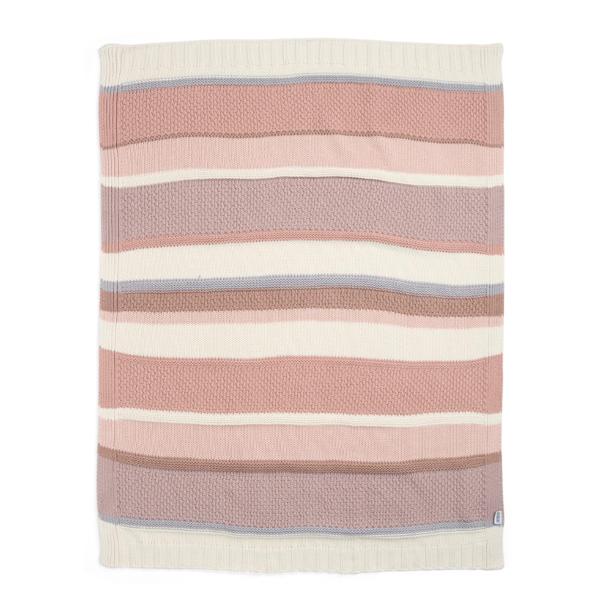 Mamas & Papas Nursery Small Knitted Blanket, Pink Block, 70 x 90 cm