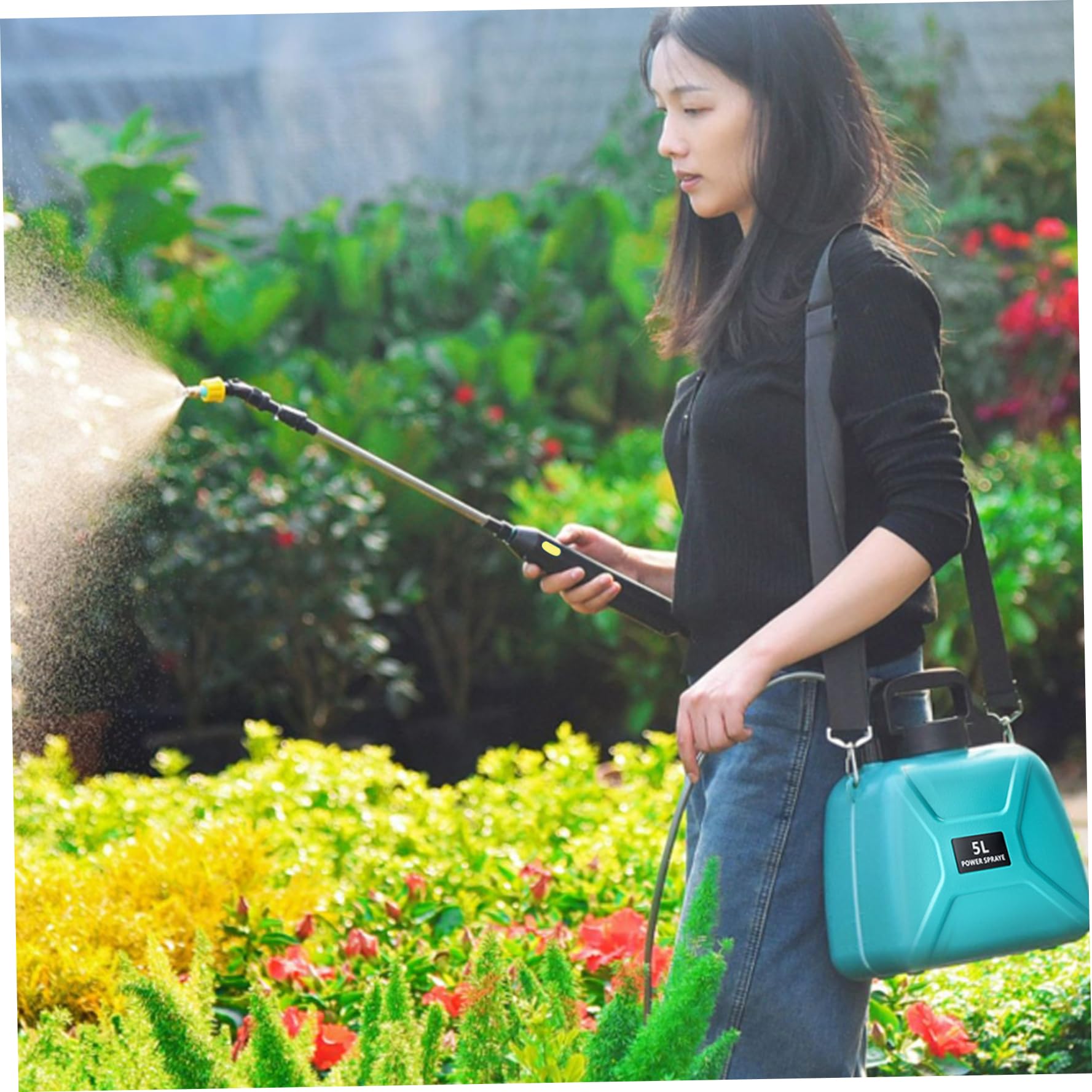 Spruzzatore Elettrico Da Giardino 5L Ricaricabile USB - 3 Ugelli, 2400mAh, Tracolla Regolabile - Foto 11