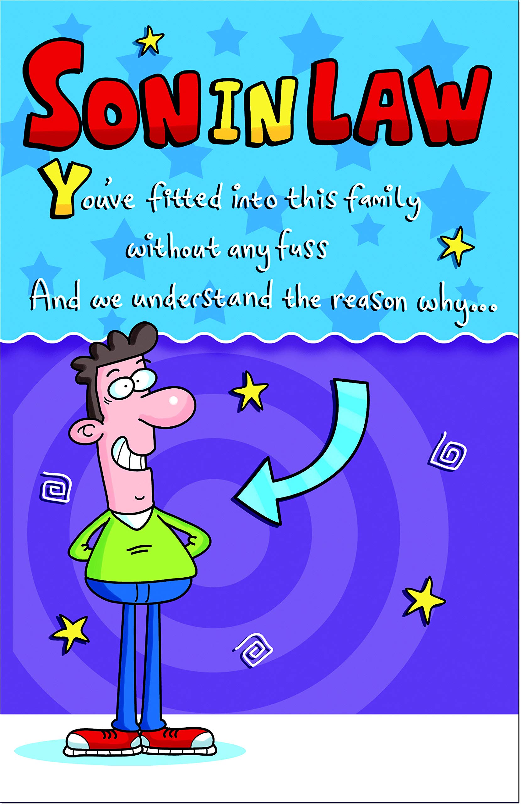 doodlecards Funny Son in Law Birthday Card Medium Size with Plain ...