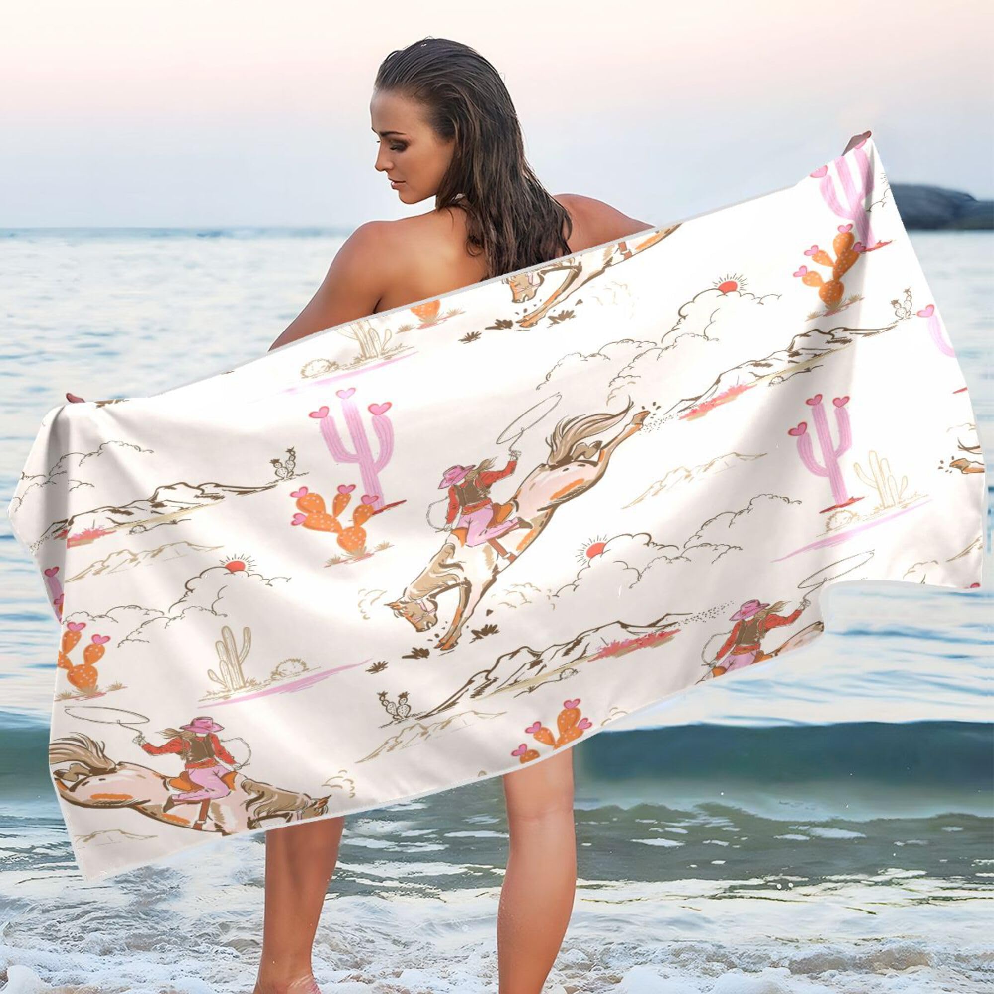 Amazon.com: xigua Western Desert Cowboy Beach Towel with Travel
