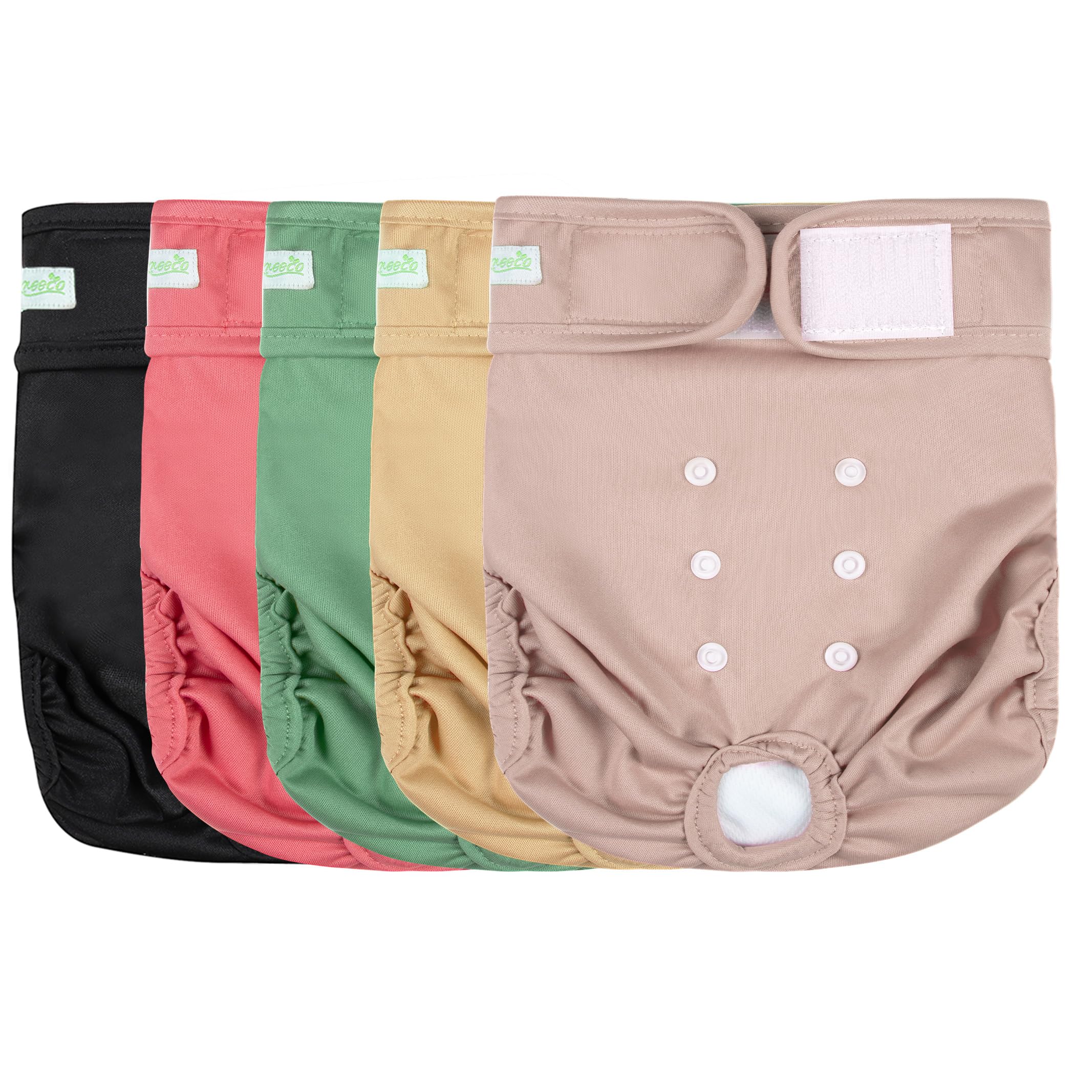 Photo 1 of wegreeco Female Dog Diapers, Washable Reusable Pet Puppy Doggie Diapers for Small Medium Large Female Dogs in Heat Period, Doggy Period Panties, 5 Pack, Small