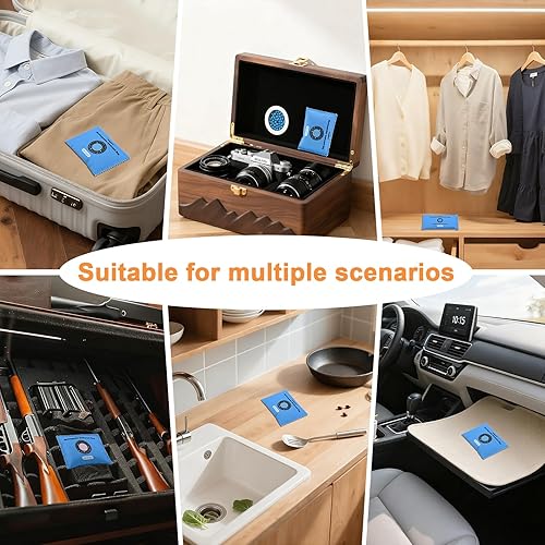 Miniatura 6 de Paquetes de desecantes recargables para almacenamiento, paquetes indicadores de desecante de sílice, 3.53 oz × 5 unidades absorbentes de humedad