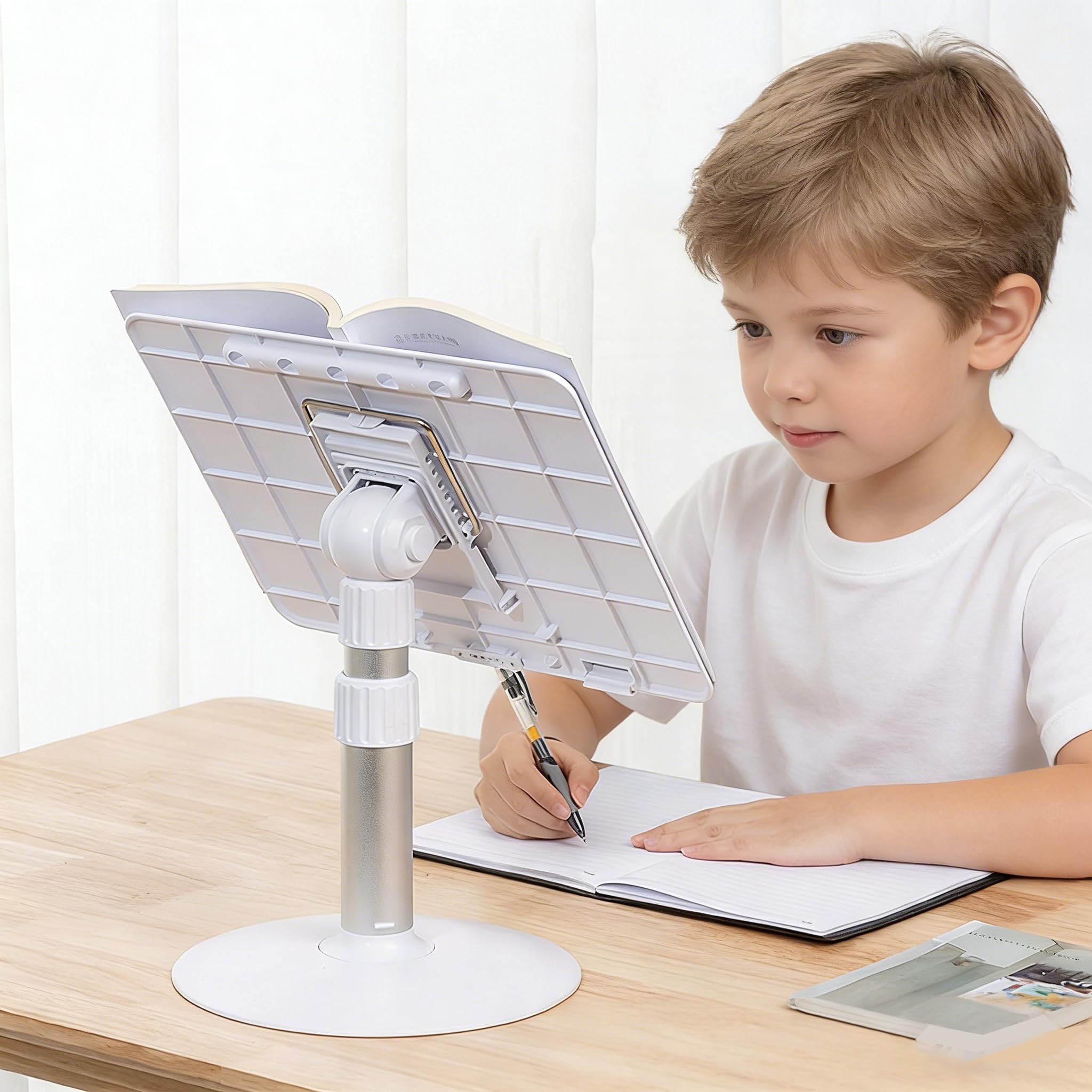 Book Stand for Reading Hands Free Height Adjustable Laptop Stand for Desk Ergonomic Cookbook Stand Recipe Book Holder — view 2