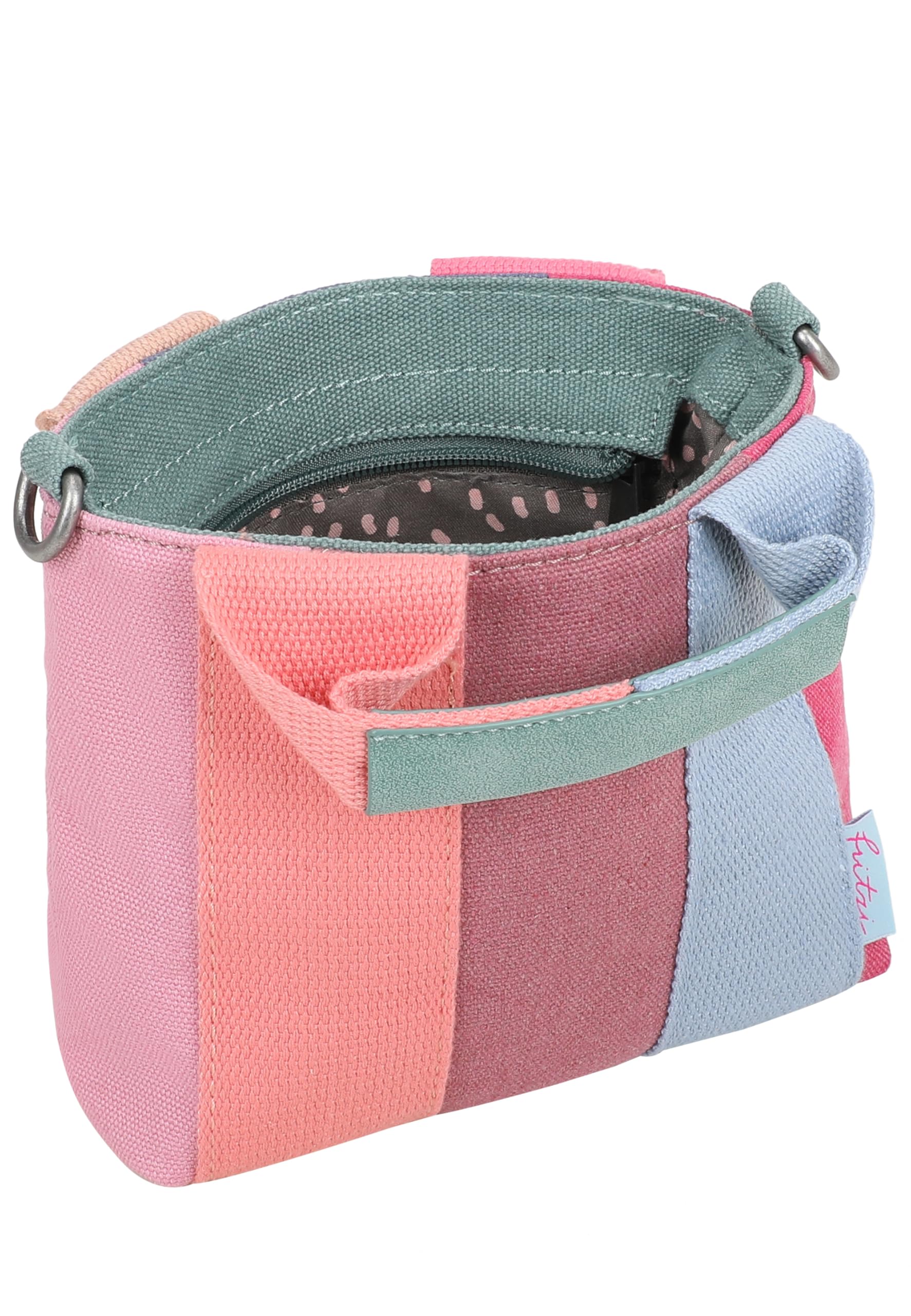Fritzi Bini Limited Multi Crossbody Umhängetasche mit Reißverschluss und verstellbarem abnehmbarem Webbing-Schultergurt für Alltag und Freizeit 15,5 x 20 x 7 cm, Mehrfarbig