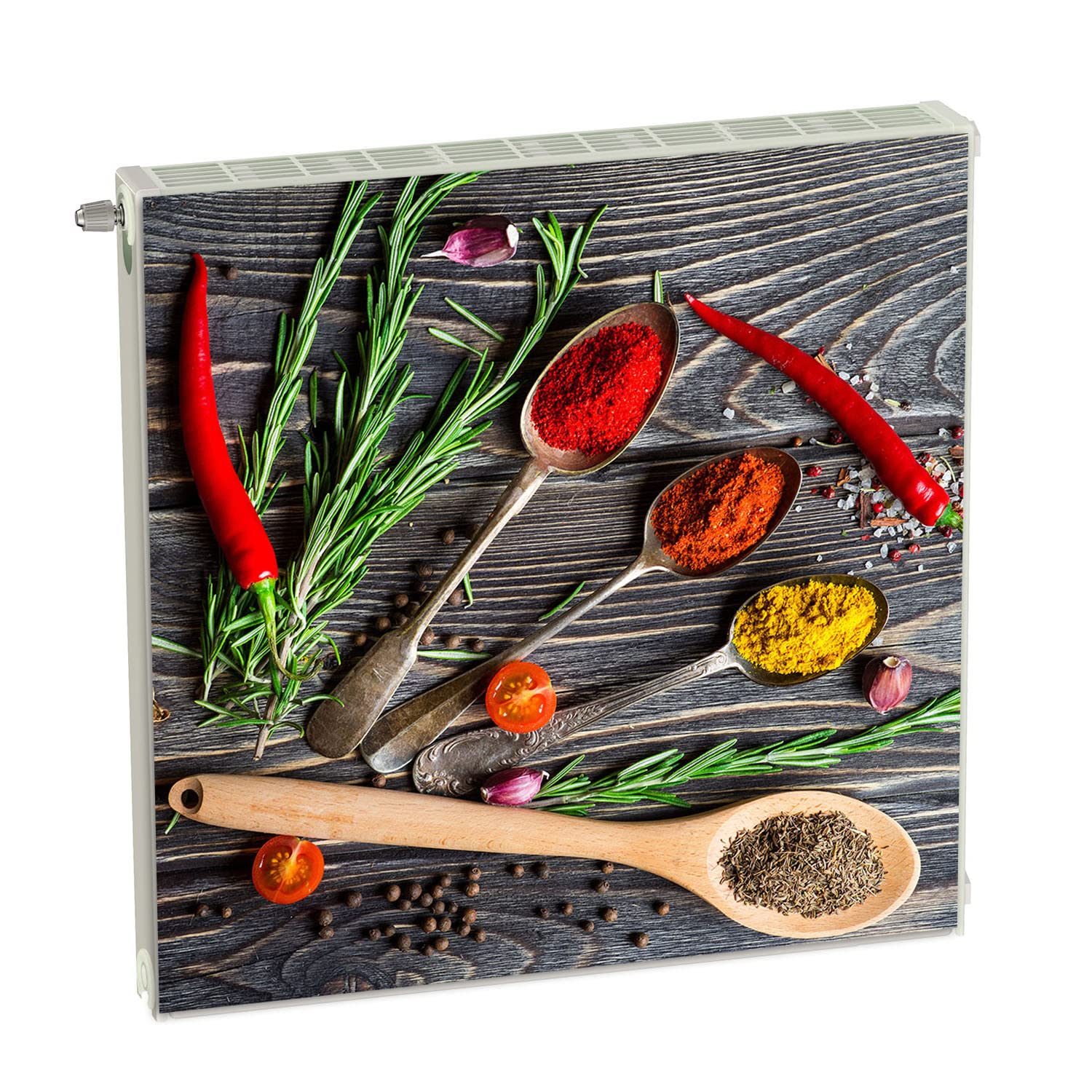 Magnet Heizkörperverkleidung Heizkörperabdeckung Grau Gewürze 60x60 cm Heizung Abdeckung Verkleidung Magnetische Abdeckmatte Kühlschrank aus Einem Flexiblen Magneten Digitaler Aufdruck