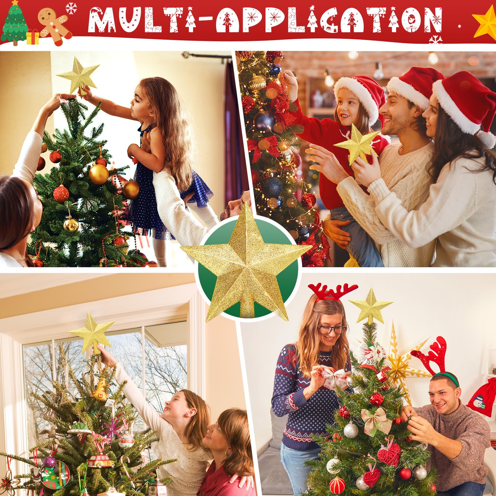 Amazon.com: Glitter Christmas Star Tree Topper for Holiday