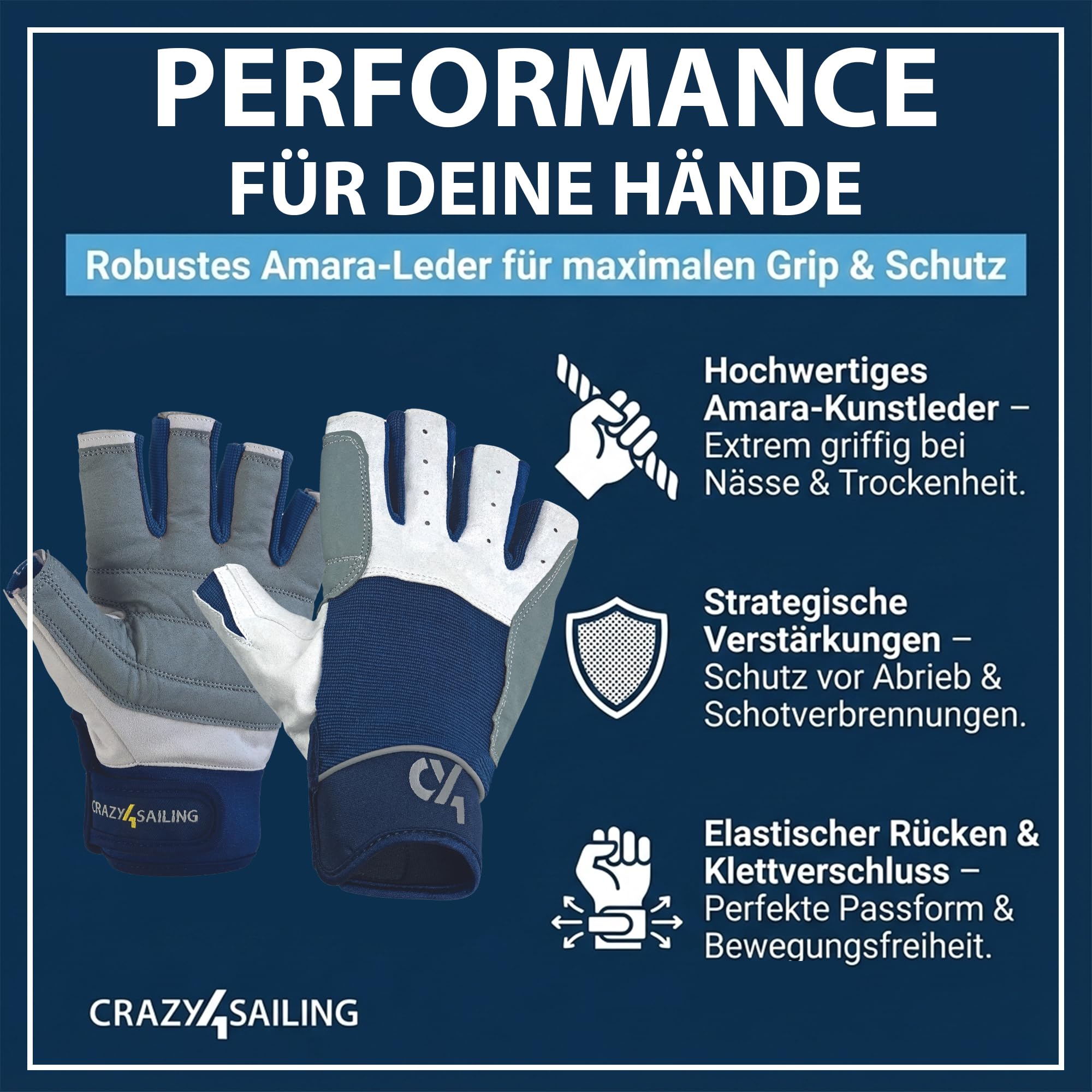 Gants régate 5 doigts coupés