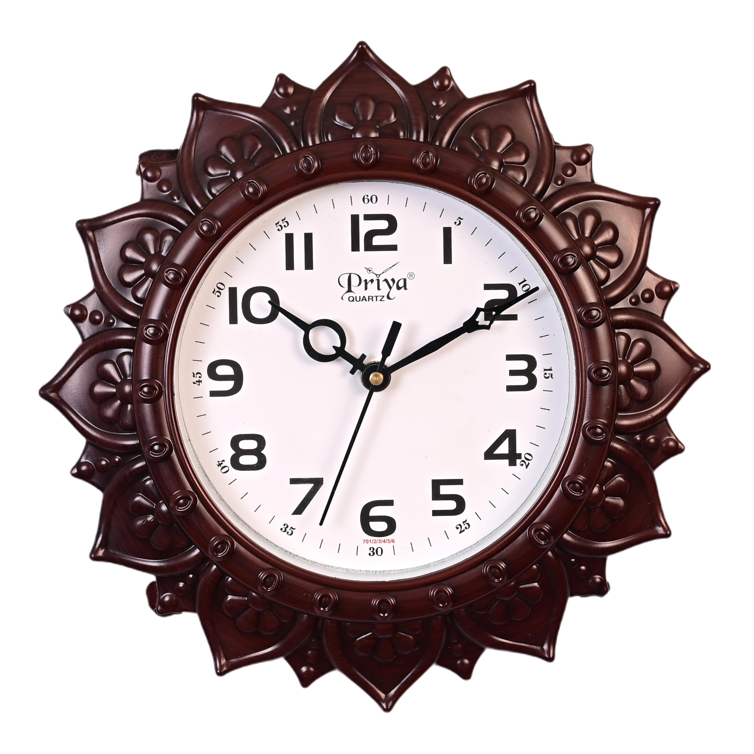 Vintage Wooden Design Round Shape Quartz Analog Wall Clock with Brown Color – Classic Rustic Wall Clock for Home & Office Decor - 705 Priya Clock | with Surprise Gift