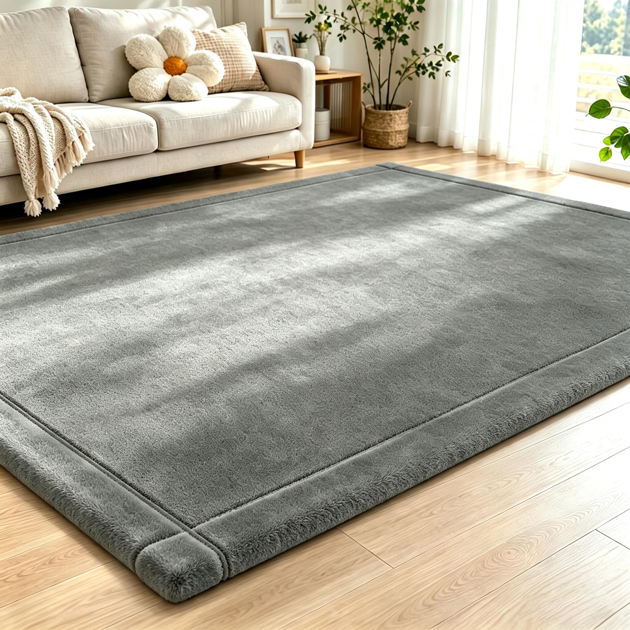 Capslpad Alfombra de juego para bebé, 150 x 200 cm, antideslizante, de terciopelo coral, suave, suave, de espuma viscoelástica, para gatear boca abajo, guardería, niños, sala de juegos, gris