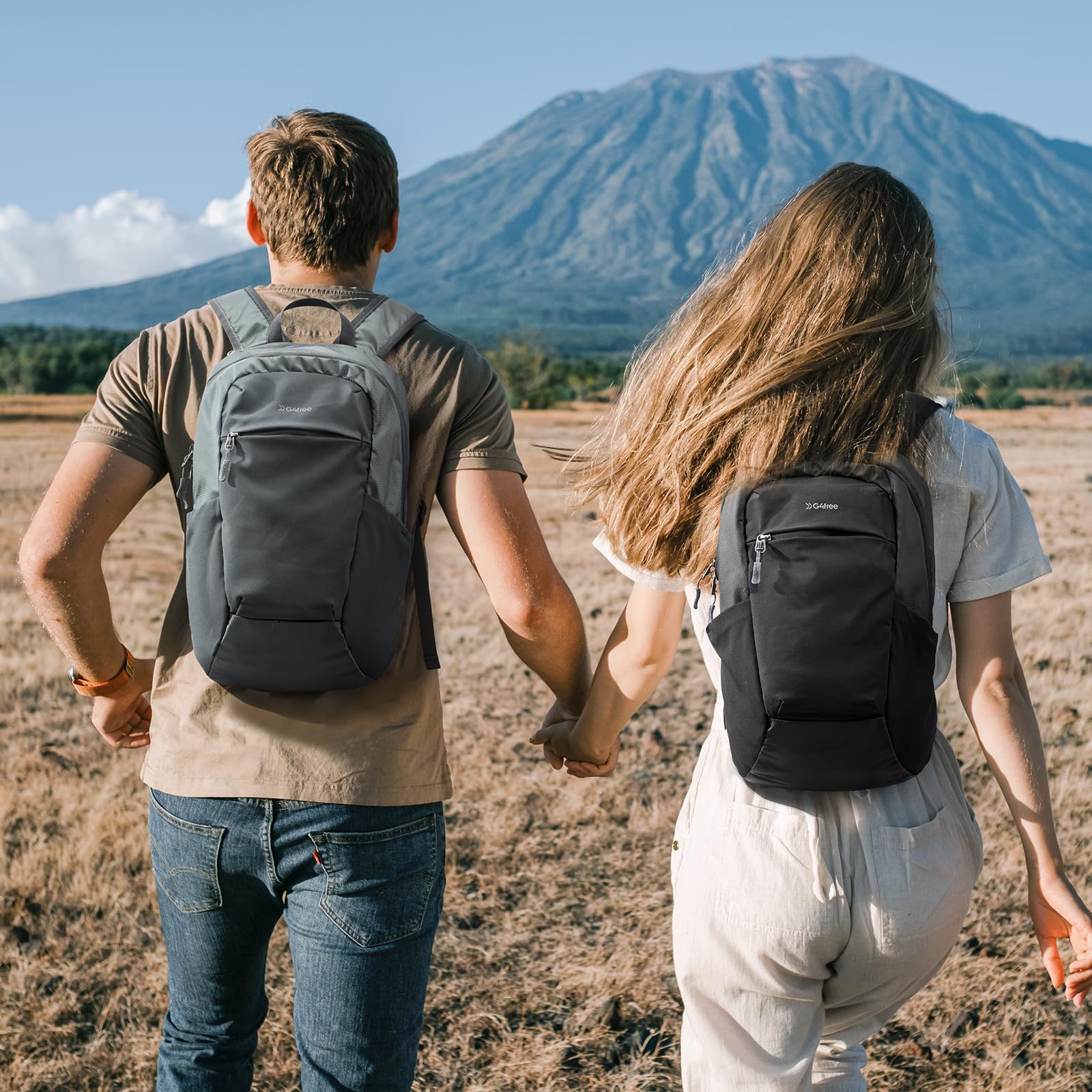 G4Free 18L Faltbarer Rucksack, Wanderrucksack Klein Leichter, Daypack Tagesrucksack Trekkingrucksack Damen Herren für Wandern Travel Camping Fahrrad Outdoor, Grau