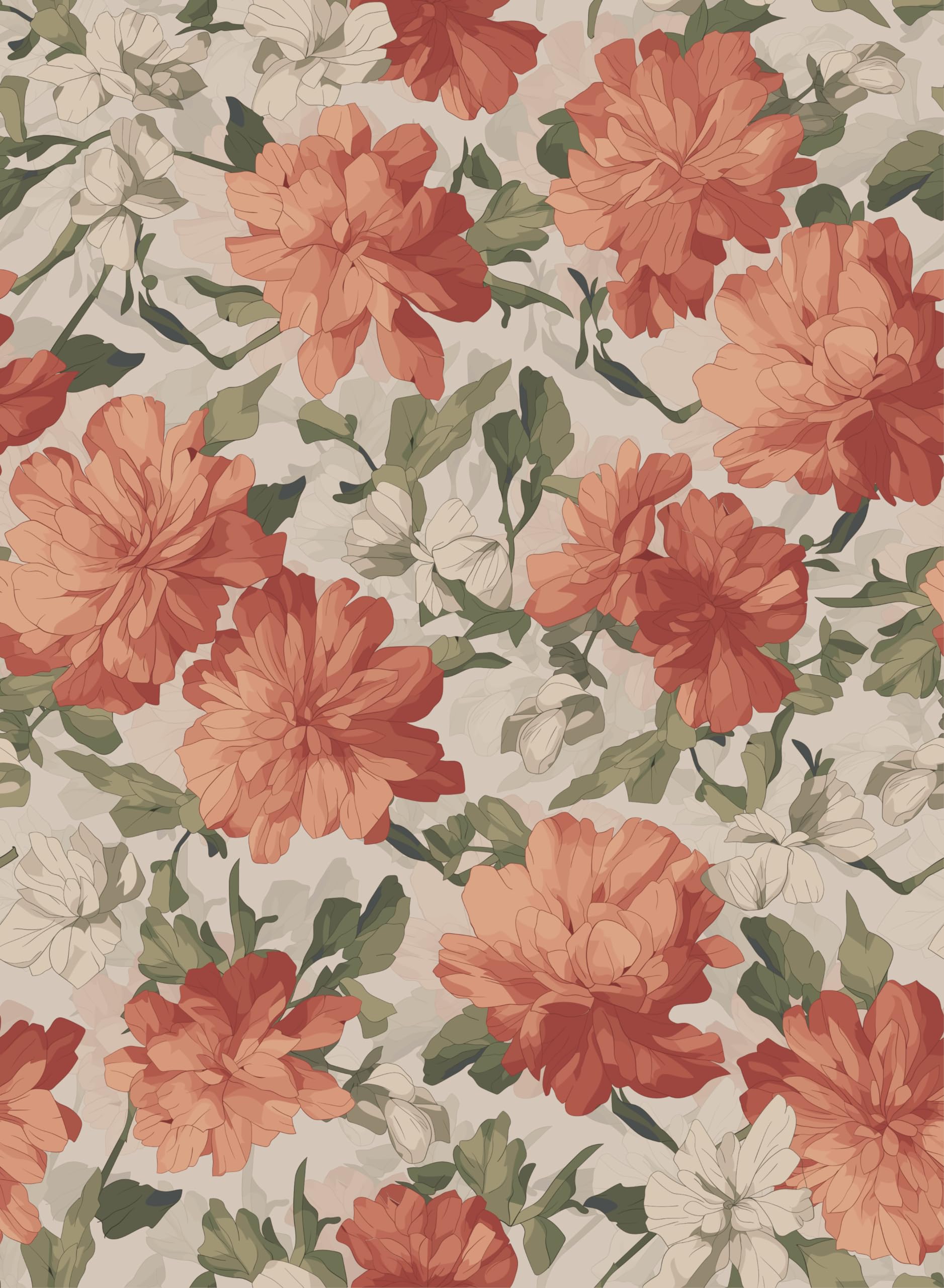 Peel and Stick Wallpaper Floral Vintage Wallpaper Large Peony Flower Wallpaper Self Adhesive Temporary Wallpaper Mural Wall Decor 17.7in x 9.8ft Wallpaper for Room Cabinet