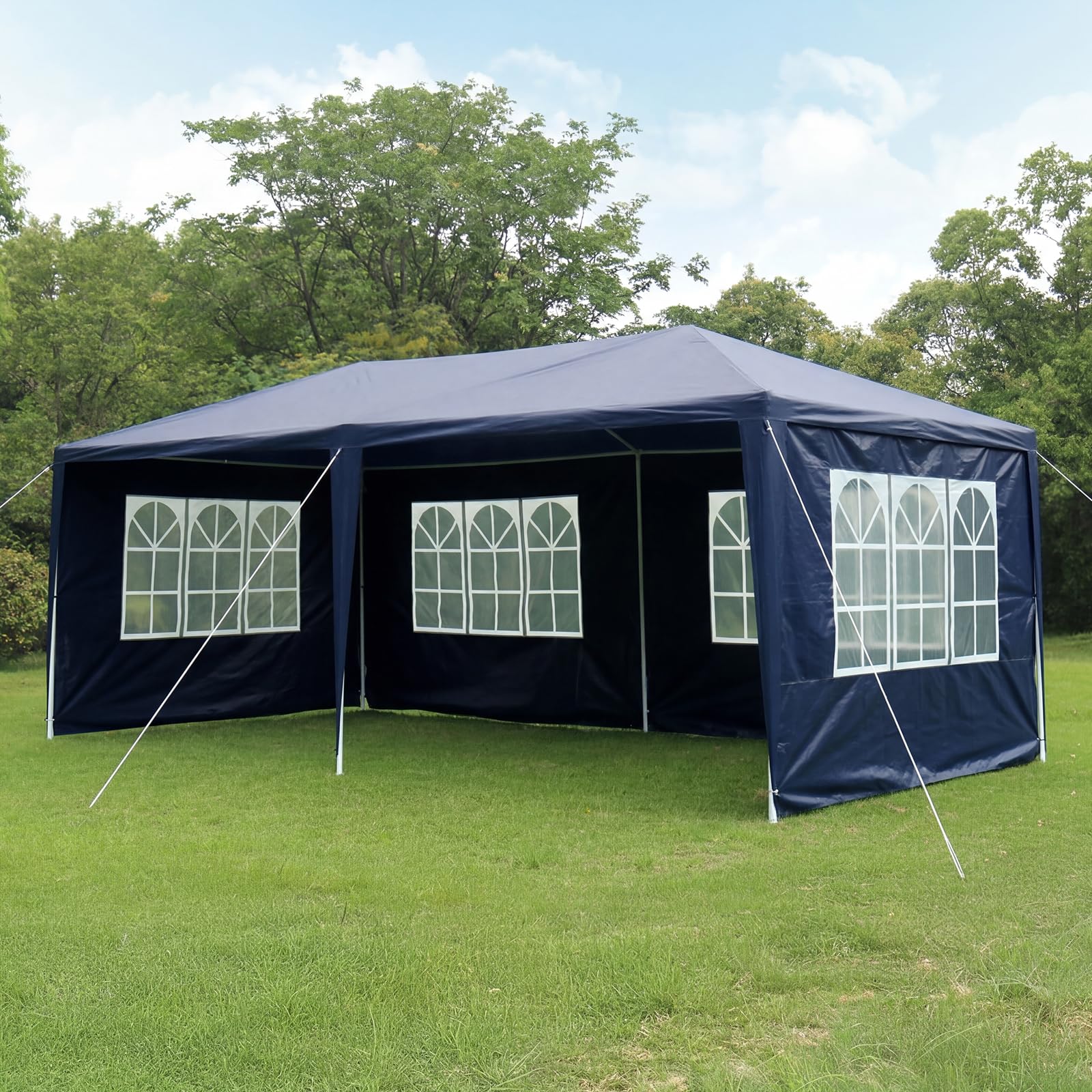 Gazebo Marquee 6x3M Canopy Party Tent with Sidewall And Windows, Outdoor Gazebo Marquee Garden Wedding Party Tent Waterproof Patio Canopy for Sun Rain Shelter (6X3m White(4 Side ）) — view 13
