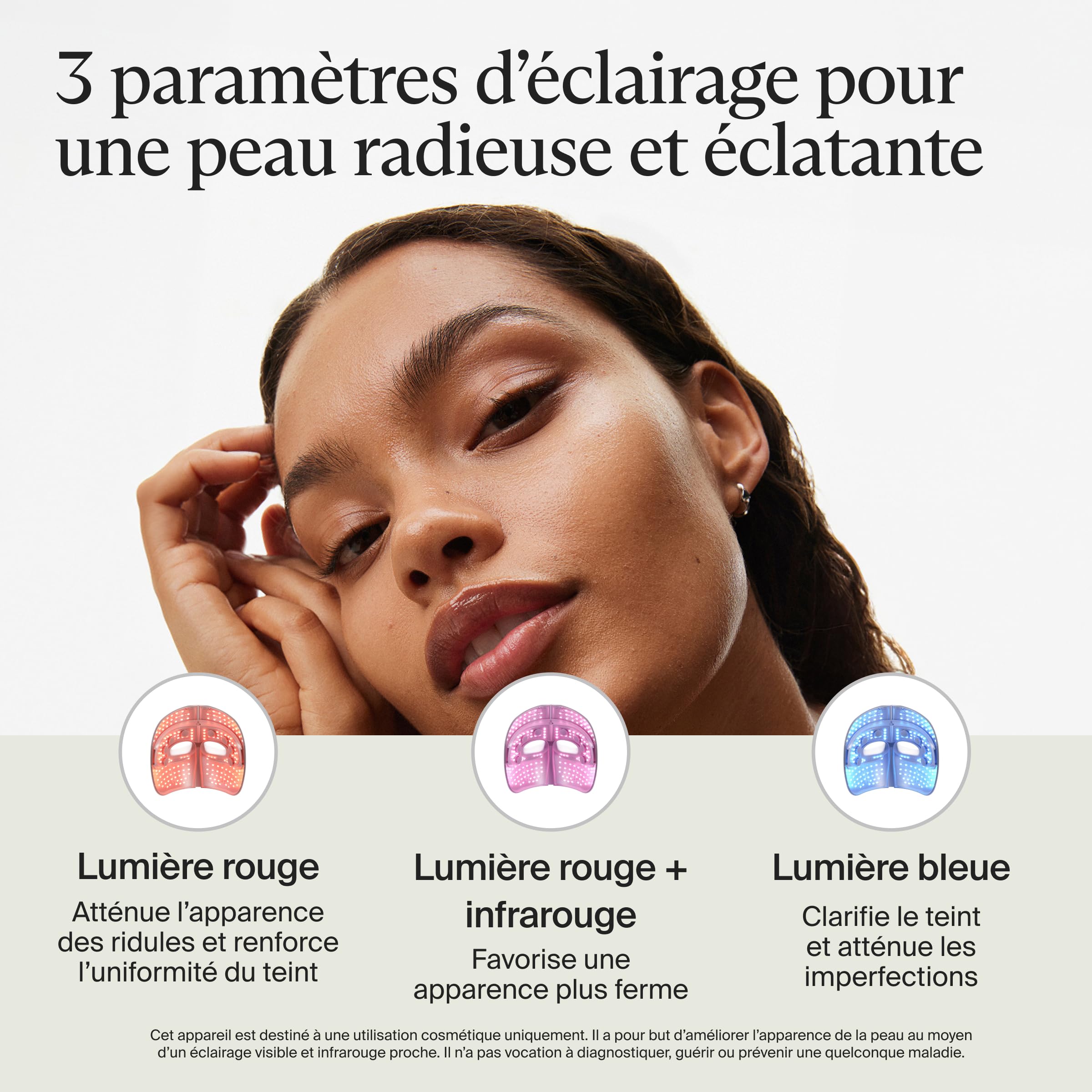 Therabody TheraFace Mask Glo | Masque LED sans Fil pour Les Soins de la Peau avec lumière Rouge, Bleue et Infrarouge et Massage apaisant du Cuir chevelu pour Une Peau radieuse et éclatante