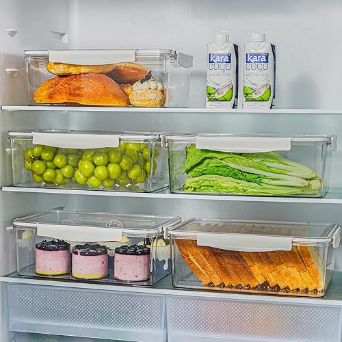 Miniatura 4 de Paquete de 2 cajas de pan herméticas para almacenamiento de pan, caja de pan transparente para encimera de cocina, contenedor de pan apilable grande