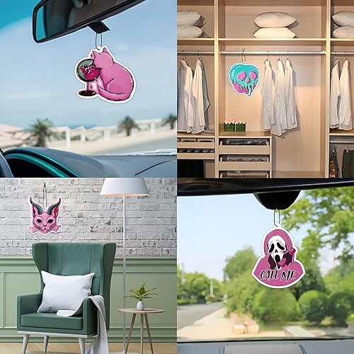 Miniatura 4 de Ambientador de aire para automóvil de Halloween, fantasma rosa, accesorios para el interior del automóvil, ambientador colgante rosa con aroma de