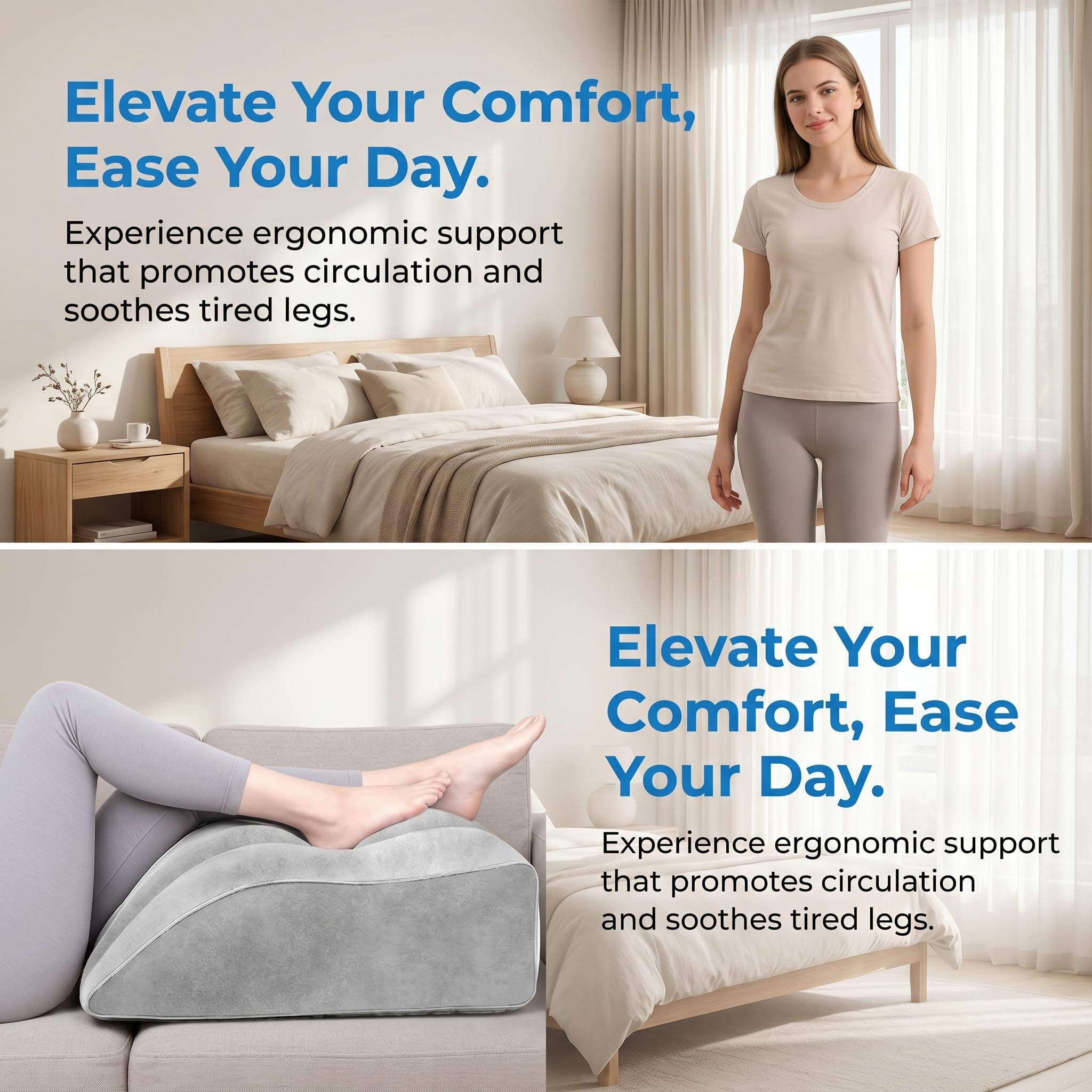 Cuscino Gonfiabile per l'Elevazione delle Gambe Cuscino a Cuneo per il Riposo Comodo Supporto per le Gambe per Migliorare la Circolazione Alleviare il Gonfiore e Favorire il Rilassamento Muscolare