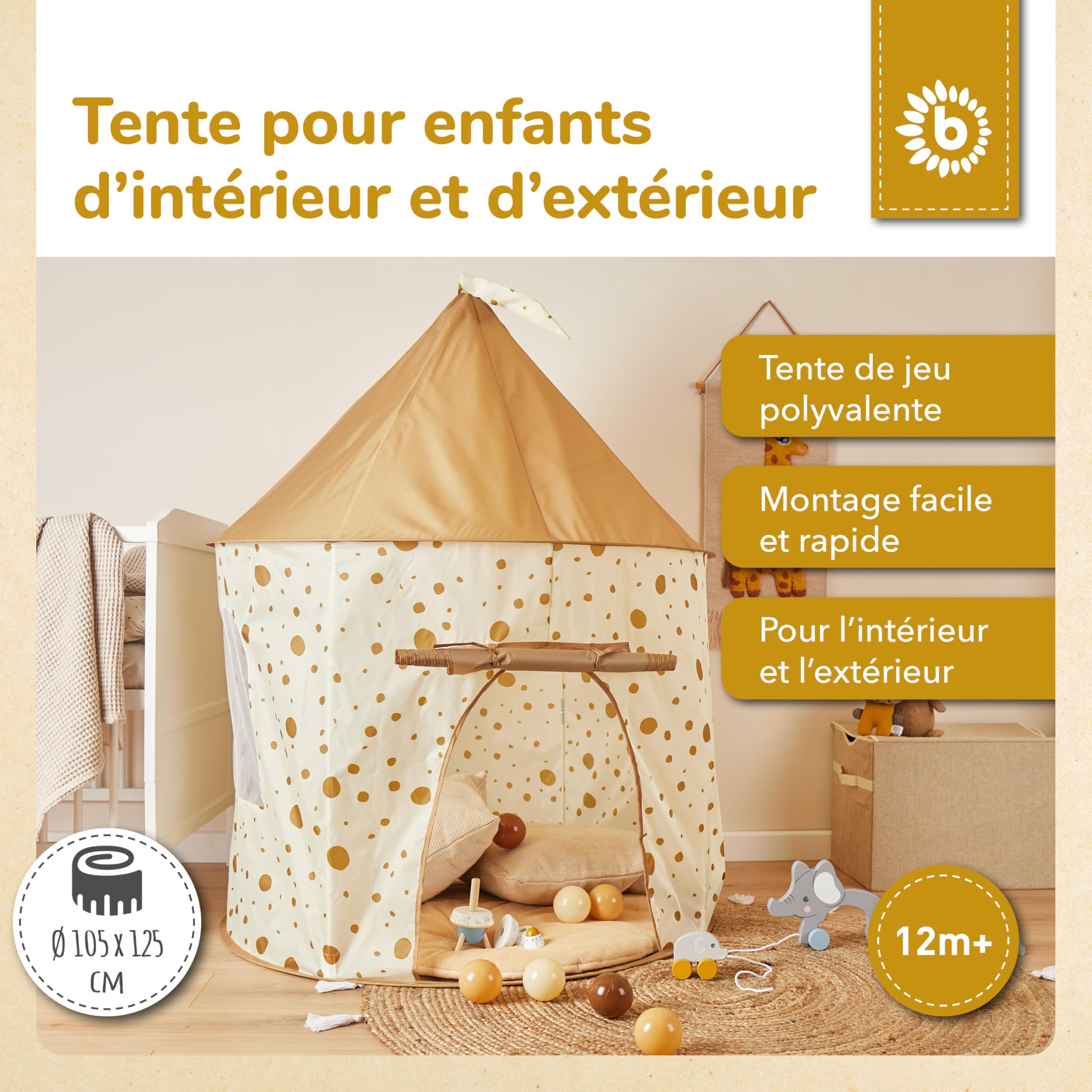 Bieco Tente Pop up Enfant Dots | Tente Enfant Interieur | Tentes de Jardin | Cabane Enfant Interieure Tente Tipi Enfant Exterieur Tente Enfant Exterieur Tente Bebe Tante pour Bebe Tipi Fille Jeux