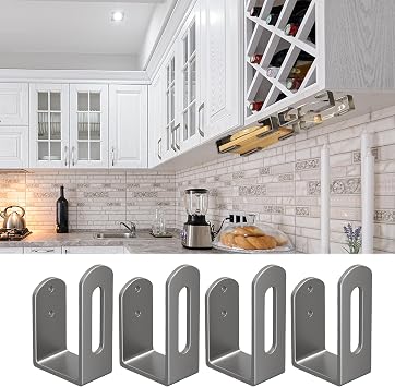 Aogigigio Cutting Board Holder - 4 Pcs Under Cabinet Cutting Board Holder Pot Lids Rack Storage Stainless Steel Under Shelf Counter Chopping BoardGrey