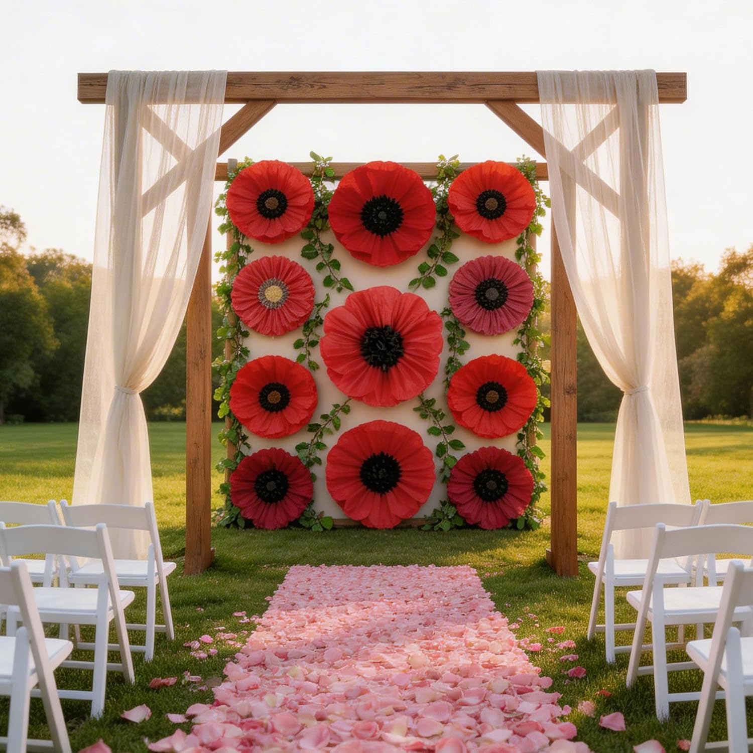 9 Pcs Giant Paper Flowers Decoration, 30'' 24'' 21.5'' Extra Large Tissue Flower for Wall Birthday Bachelorette Wedding Baby Shower Bridal Shower Party Decoration (Red Black)