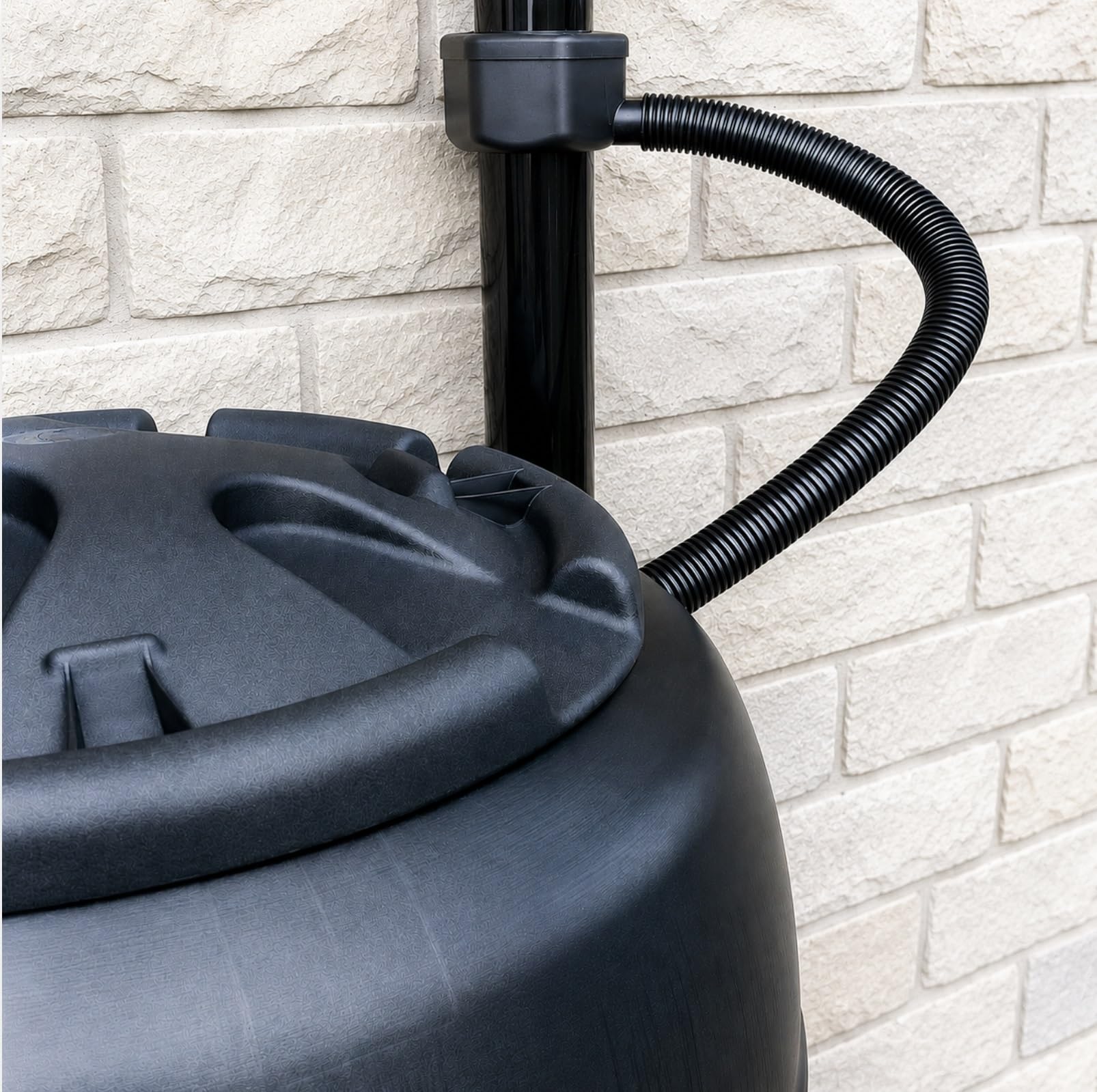 Water butt rainwater diverter filler kit drain pipe to water butt 500mm hose 68mm round 65mm square downpipes