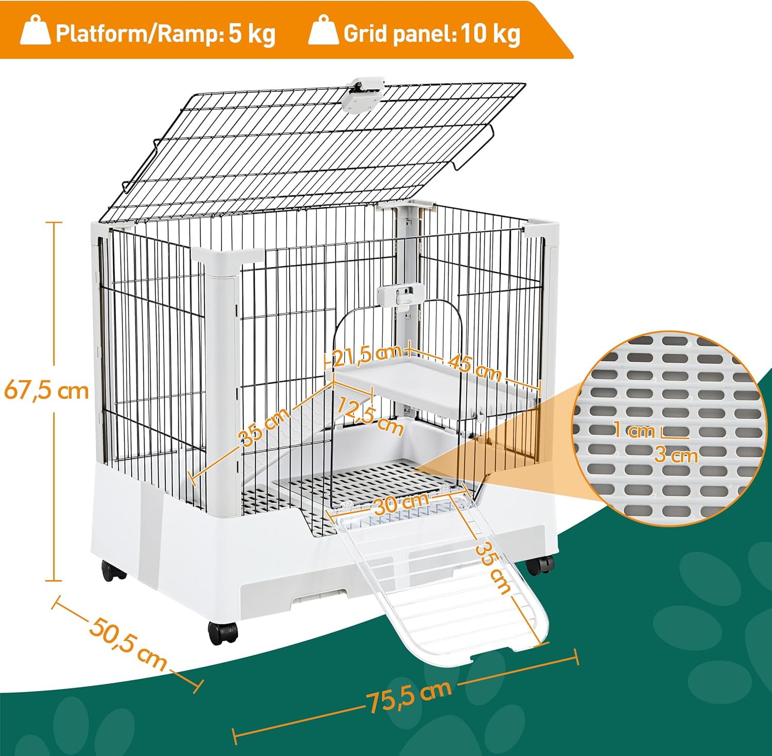 Dimensions and weight capacity of the rabbit cage