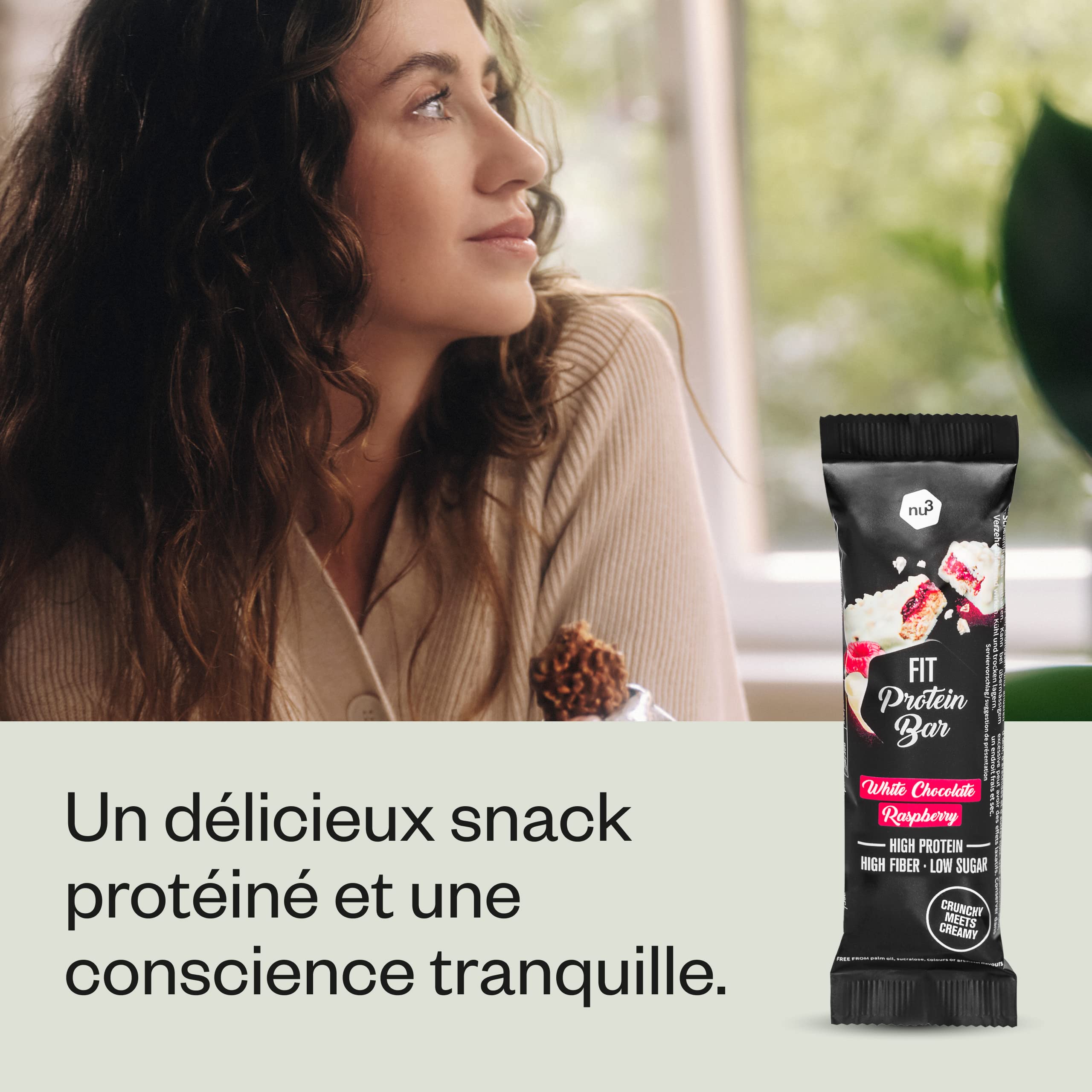 nu3 Fit Protein Bar Chocolat Blanc-Framboise 12 x 55g - barre riche en protéine avec 17,6g de protéines par barre - sans huile de palme ni aspartame - 2,5g de sucre par barre - protéines de lait