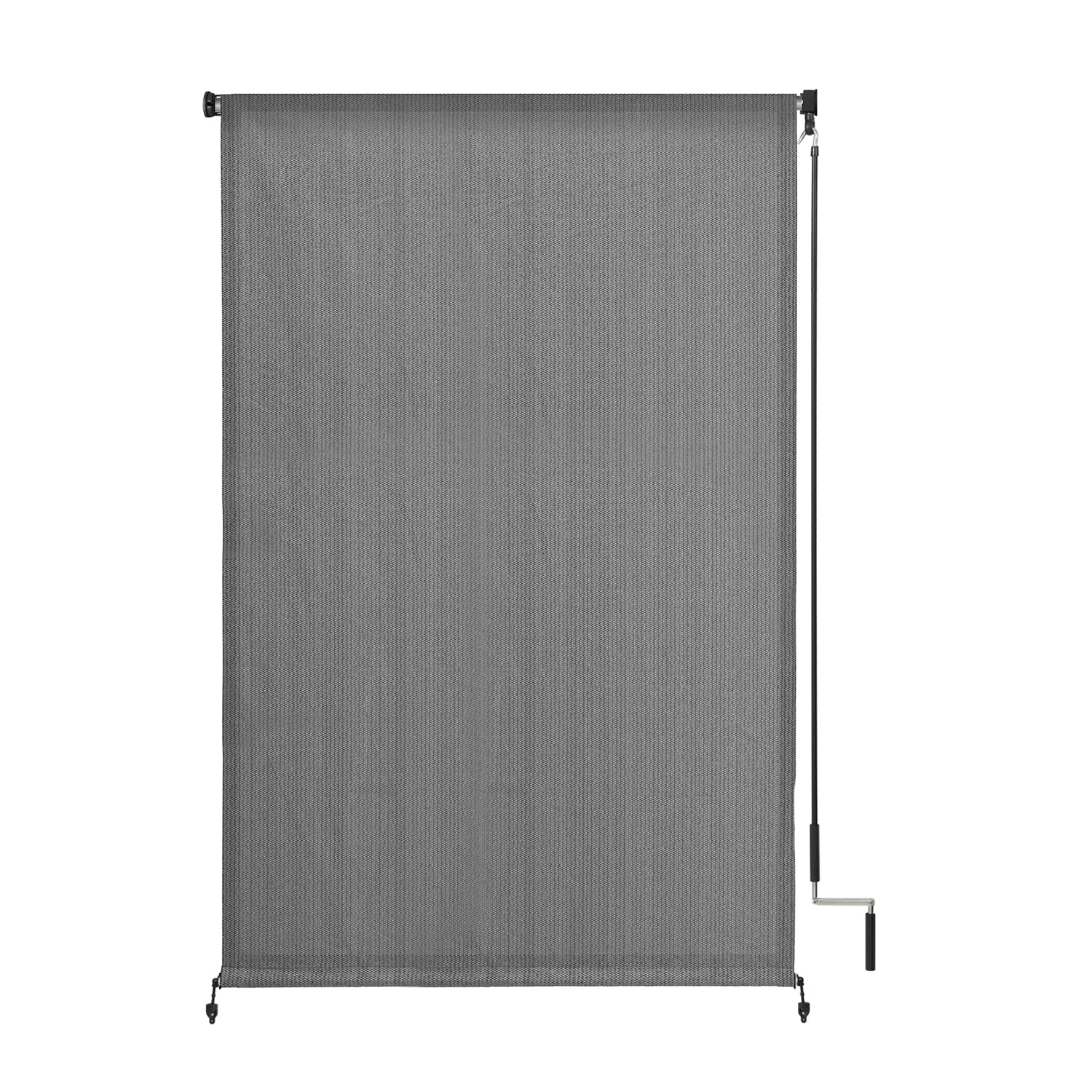 VICLLAX Outdoor Cordless Roller Shade, Patio Blind Sun Shade Cloth Privacy Screen for Outside Porch Pergola Gazebo 5ft x 6ft, Dark Grey