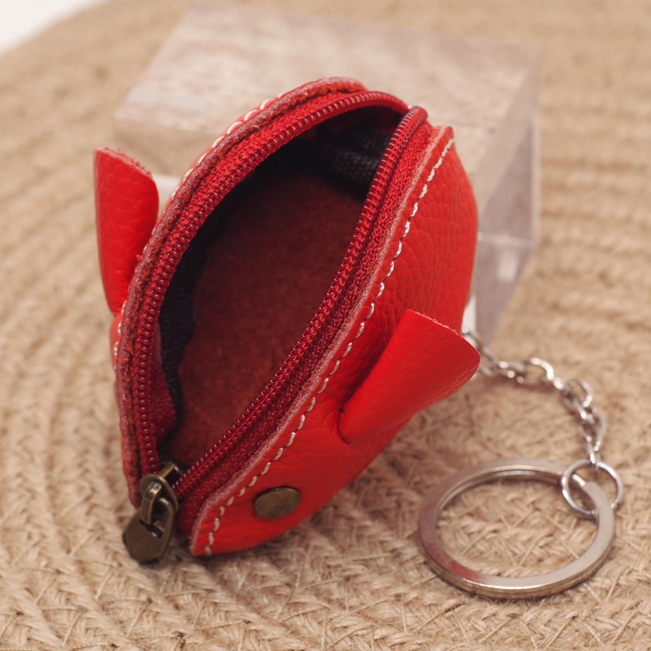 Mini Portamonete in Pelle, Mouse, Ciondolo, Attacco per Borsa a Tracolla, Bambini Adulti, Rosso