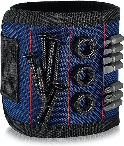 Pulsera magnética para sujetar tornillo, con imanes fuertes, hecha de poliéster magnético con imanes ligeros y potentes, herramienta perfecta para