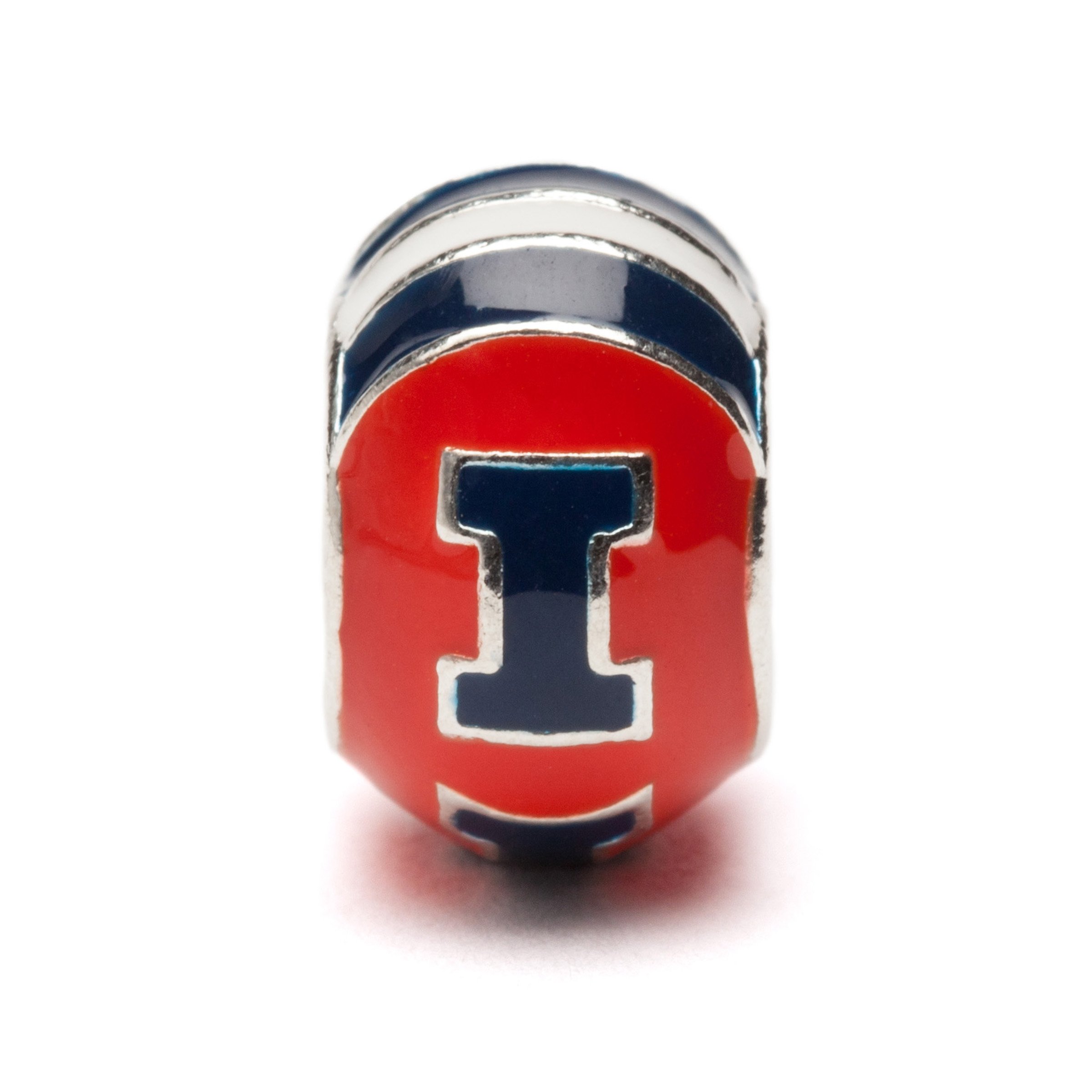 University of Illinois Charm | UIUC Fighting Illini - Orange with Blue Illinois I Charm | Officially Licensed University of Illinois Jewelry | UIUC Charms | Fighting Illini Logo | Stainless Steel