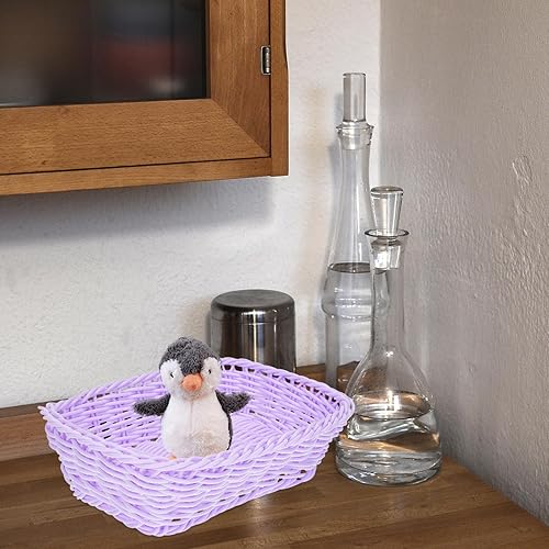 Miniatura 8 de Cabilock Cesta de mimbre Cesta de mimbre de almacenamiento de ratán natural Cesta tejida práctica cesta tejida cesta tejida rectangular cesta de