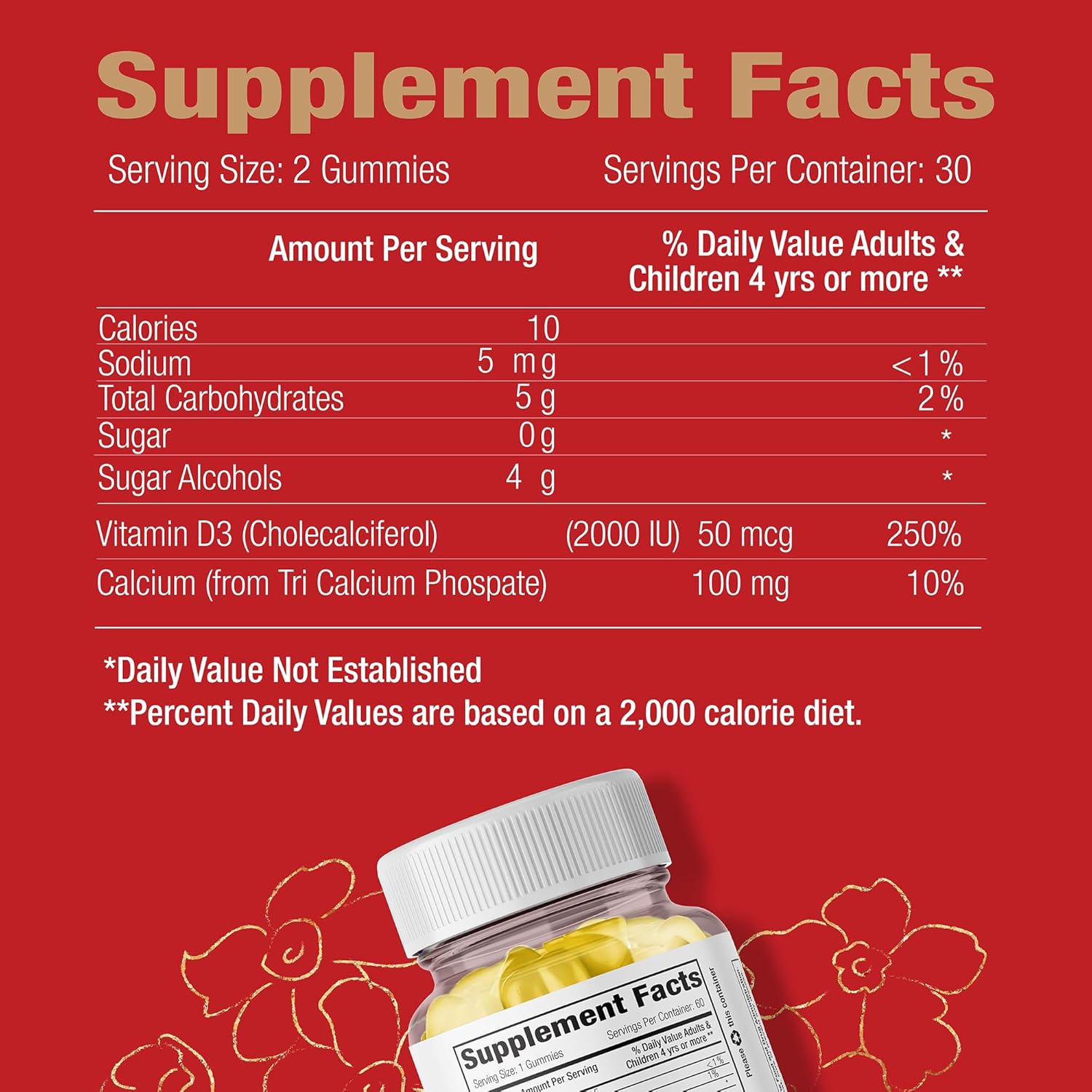 Sugar Free Vitamin D3 Gummies for Adults - Vegan Pectin-Based Gummy Vitamin D - 1,000 IU Natural Lemon Flavor - Gluten Free, Dairy Free, Soy Free Daily D3 Gummies for Women & Men - 60 Count