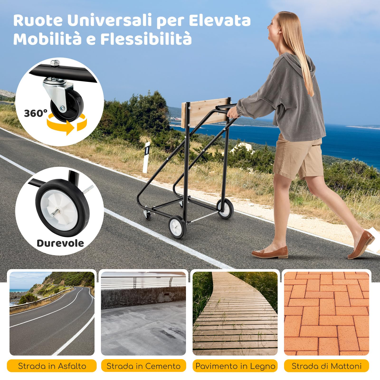 COSTWAY Carrello per Motore Fuoribordo, Supporto per Motore Fuoribordo con Ruote, Capacità di 150 kg, Resistente e Robusto, per Riparazioni, Manutenzione e Trasporto