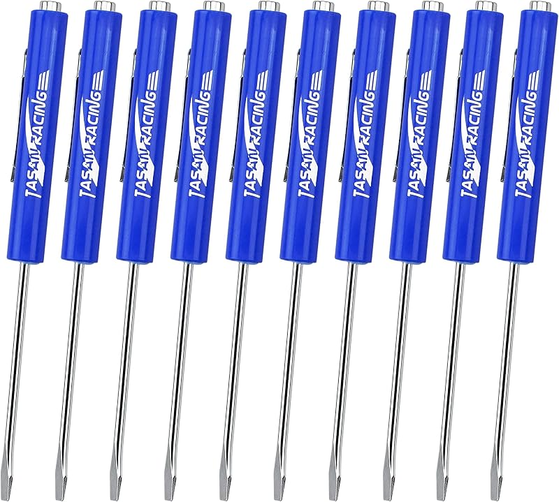 Kit com 10 Mini Chaves de Fenda Reta Magnéticas TASAN RACING Azul 3 mm SD001-BL