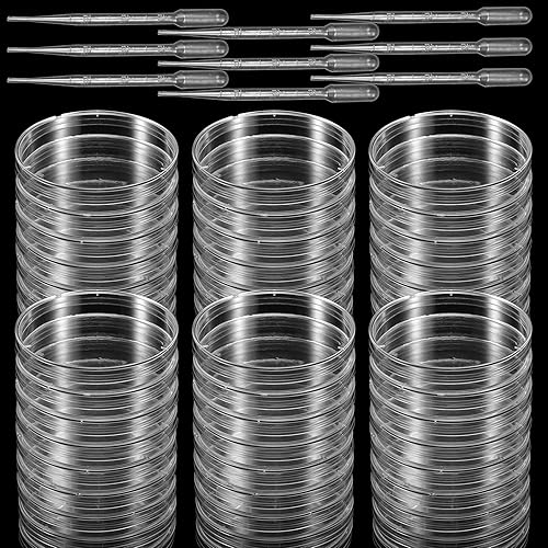 Paquete de 50 placas Petri con 100 tapas, platos Petri desechables estériles de 3.543 x 0.591 in, platos Petri transparentes de plástico, placas de