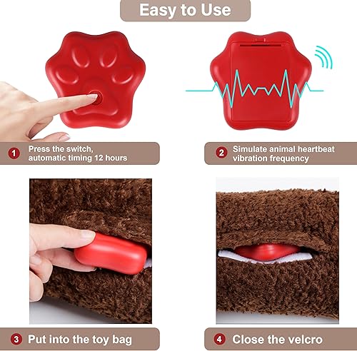 Miniatura 5 de Heartbeat - Juguete para cachorro, simulador de latido de corazón de repuesto para perro, juguete automático de 12 horas, dispositivo de