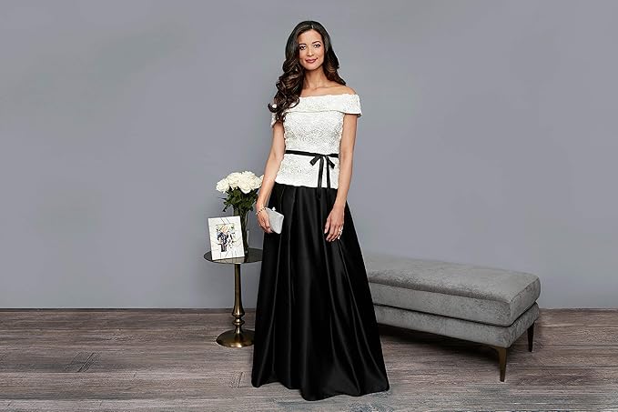 Alex Evenings Women’s Full Length Formal Maxi Skirt, Black Satin Pleated, Large